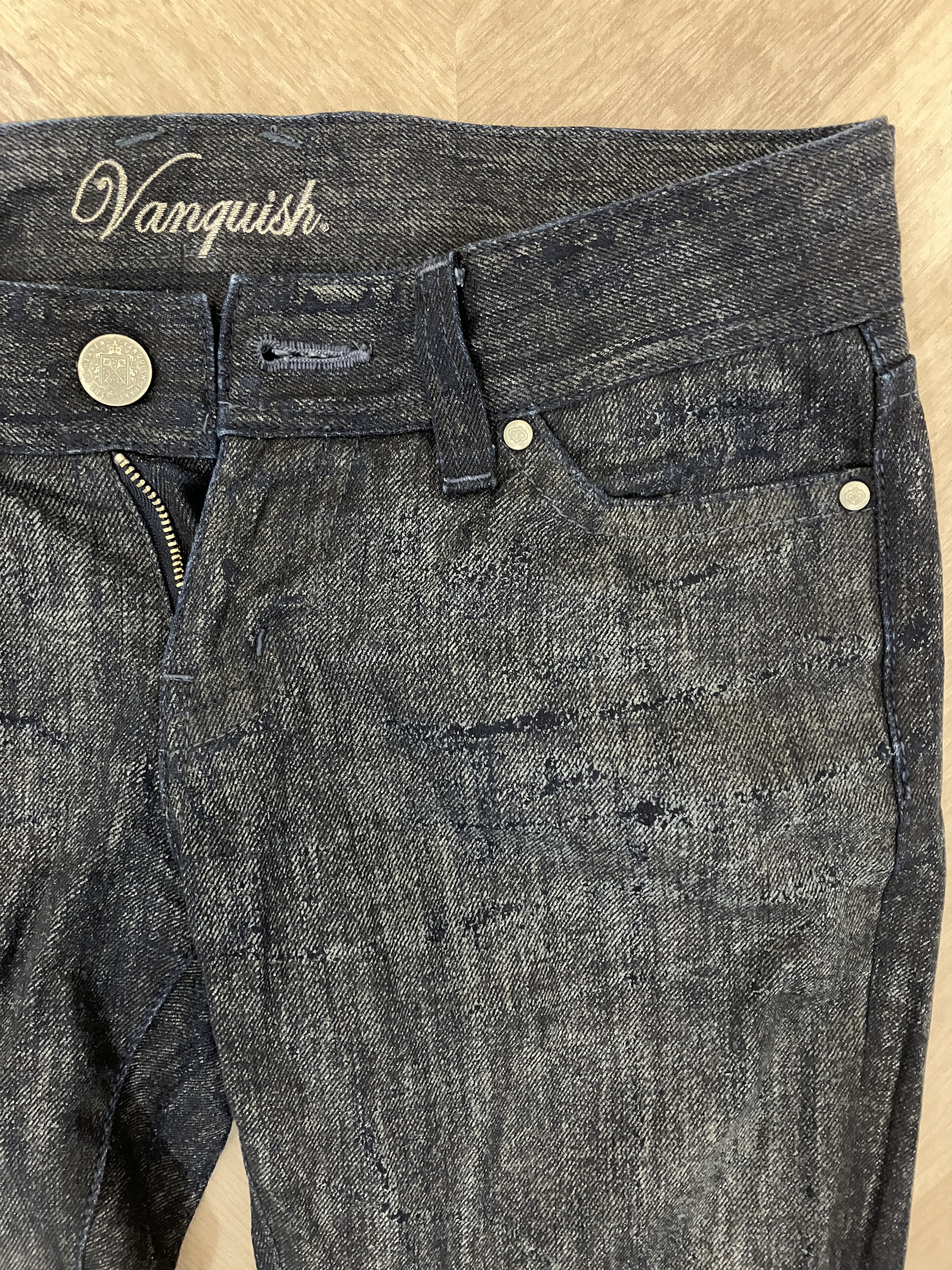 Japanese Brand × Vanquish Early 2000s Vanquish Waxed Bootcut Jeans Size US 28 / EU 44 - 3 Thumbnail