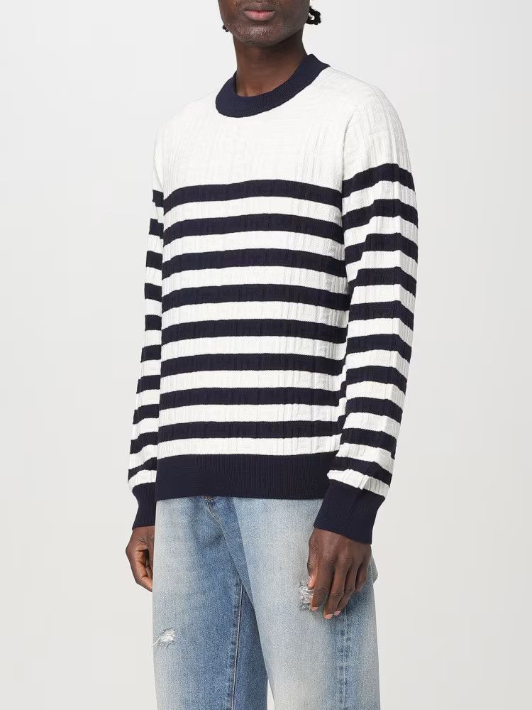 Balmain o1y0426 Crewneck Sweater in White/Black Size US L / EU 52-54 / 3 - 4 Thumbnail