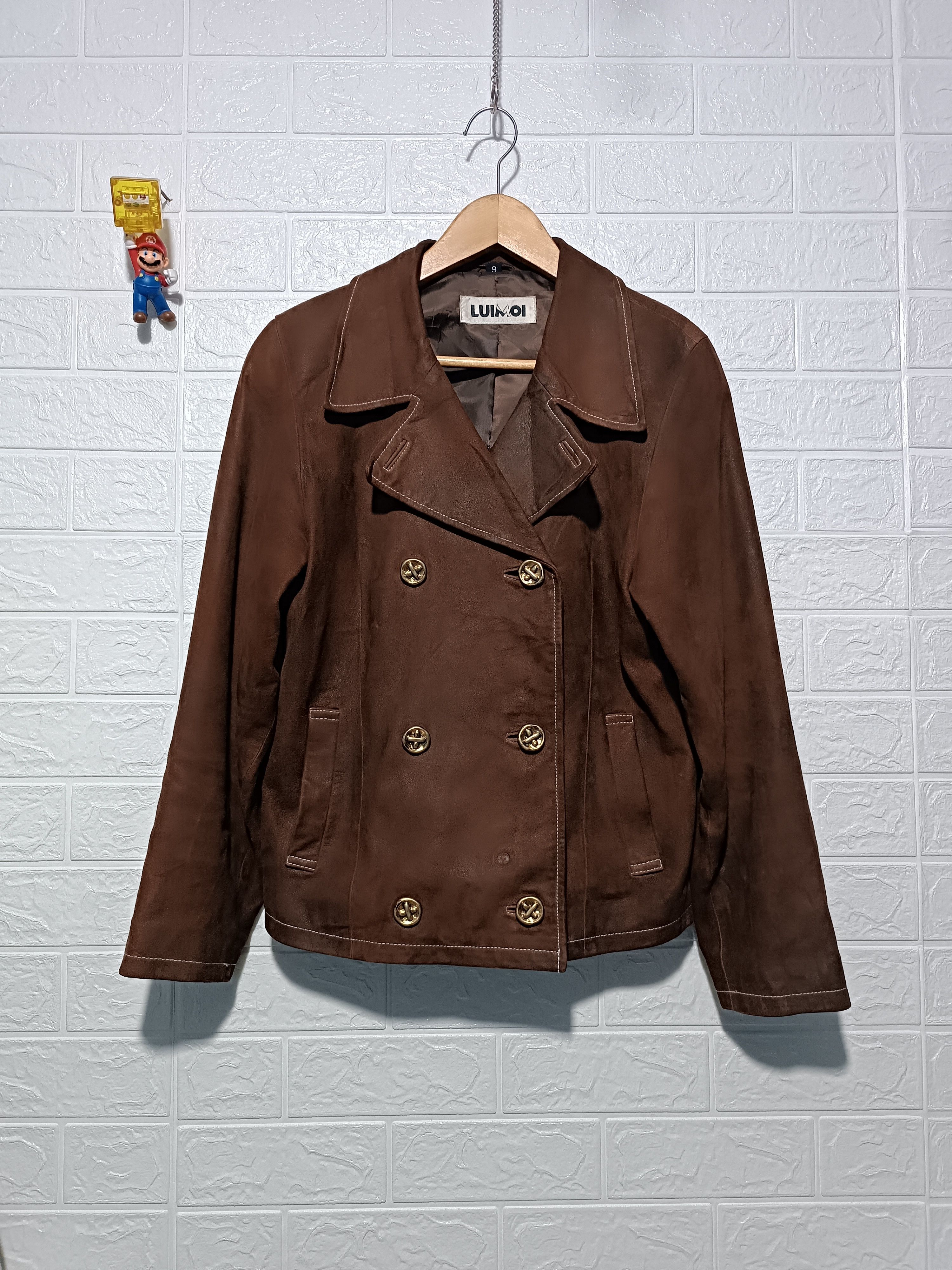 Japanese Brand Vintage Brown Sheepskin Leather Pea Coat Size M / US 6-8 / IT 42-44 - 1 Thumbnail