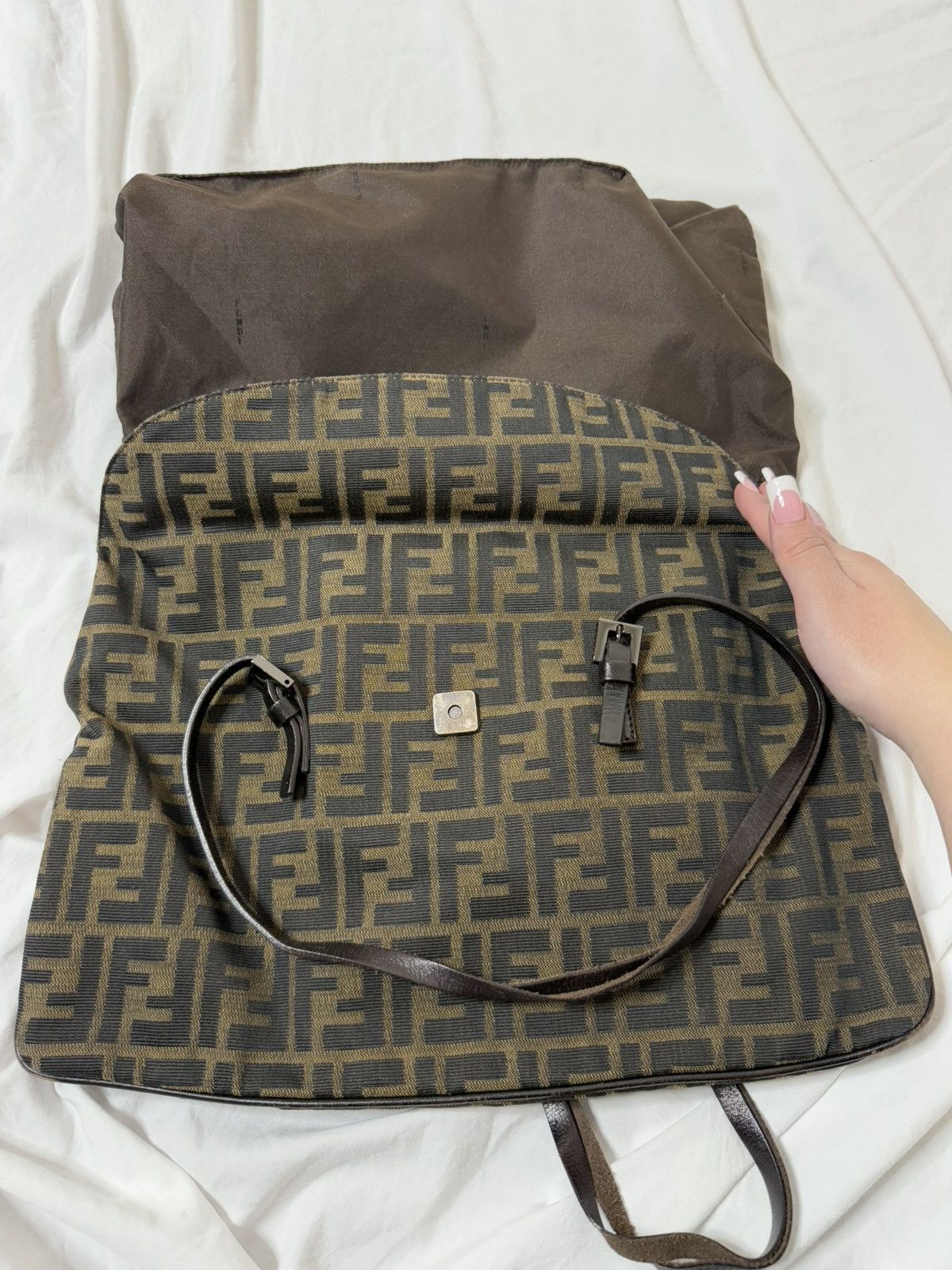 Fendi 🤎Iconic Fendi Zucca Monogram Tote with Leather Straps 🤎 Size ONE SIZE - 9 Thumbnail
