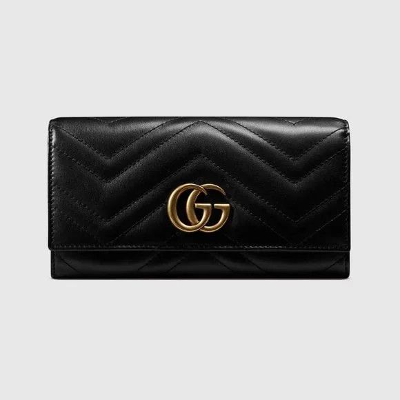 Gucci Gucci Black Soft Leather GG Marmont Continental Wallet Size ONE SIZE - 1 Thumbnail