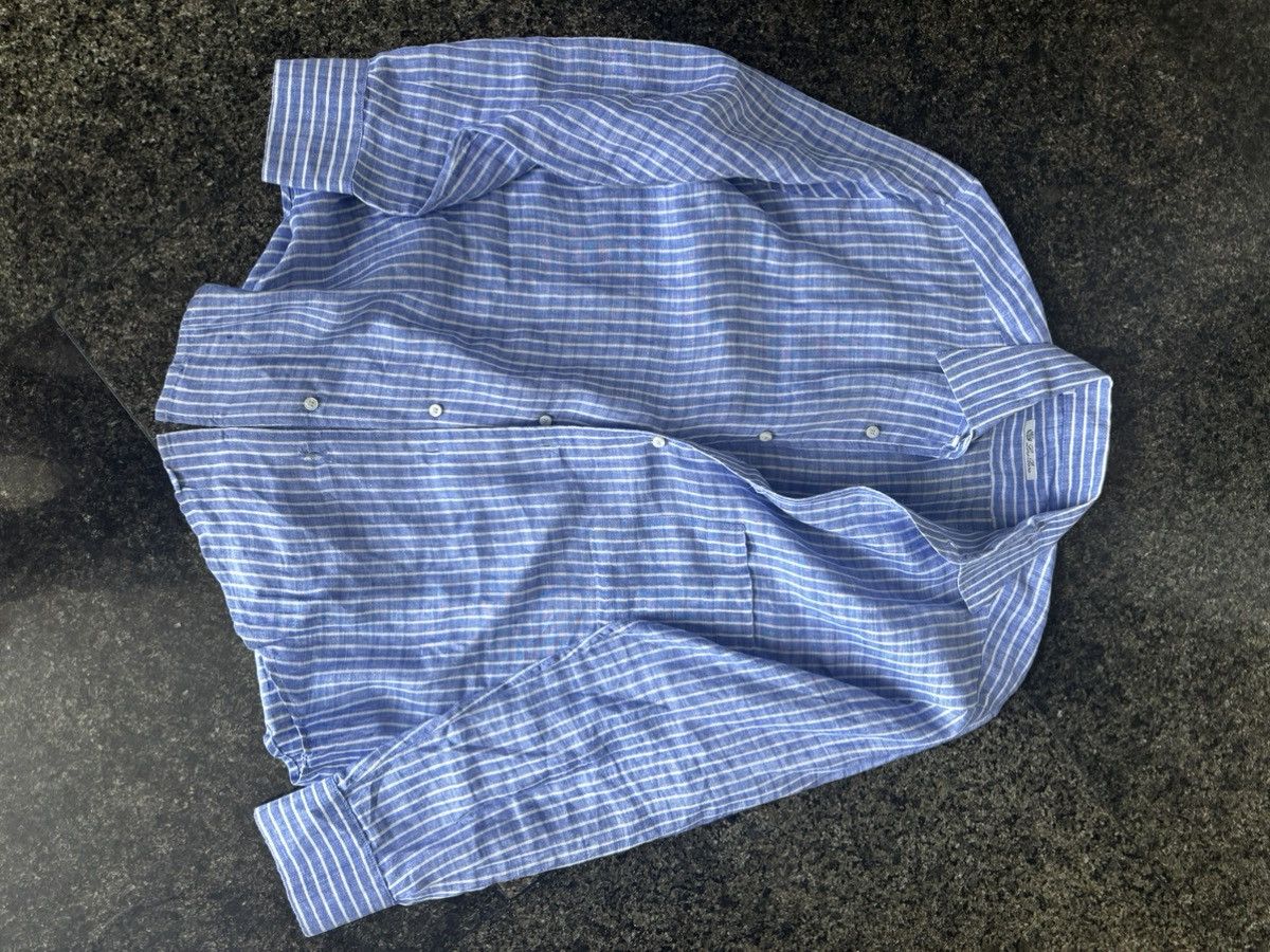 Loro Piana Loro piana blue white linen shirt Size US M / EU 48-50 / 2 - 2 Thumbnail