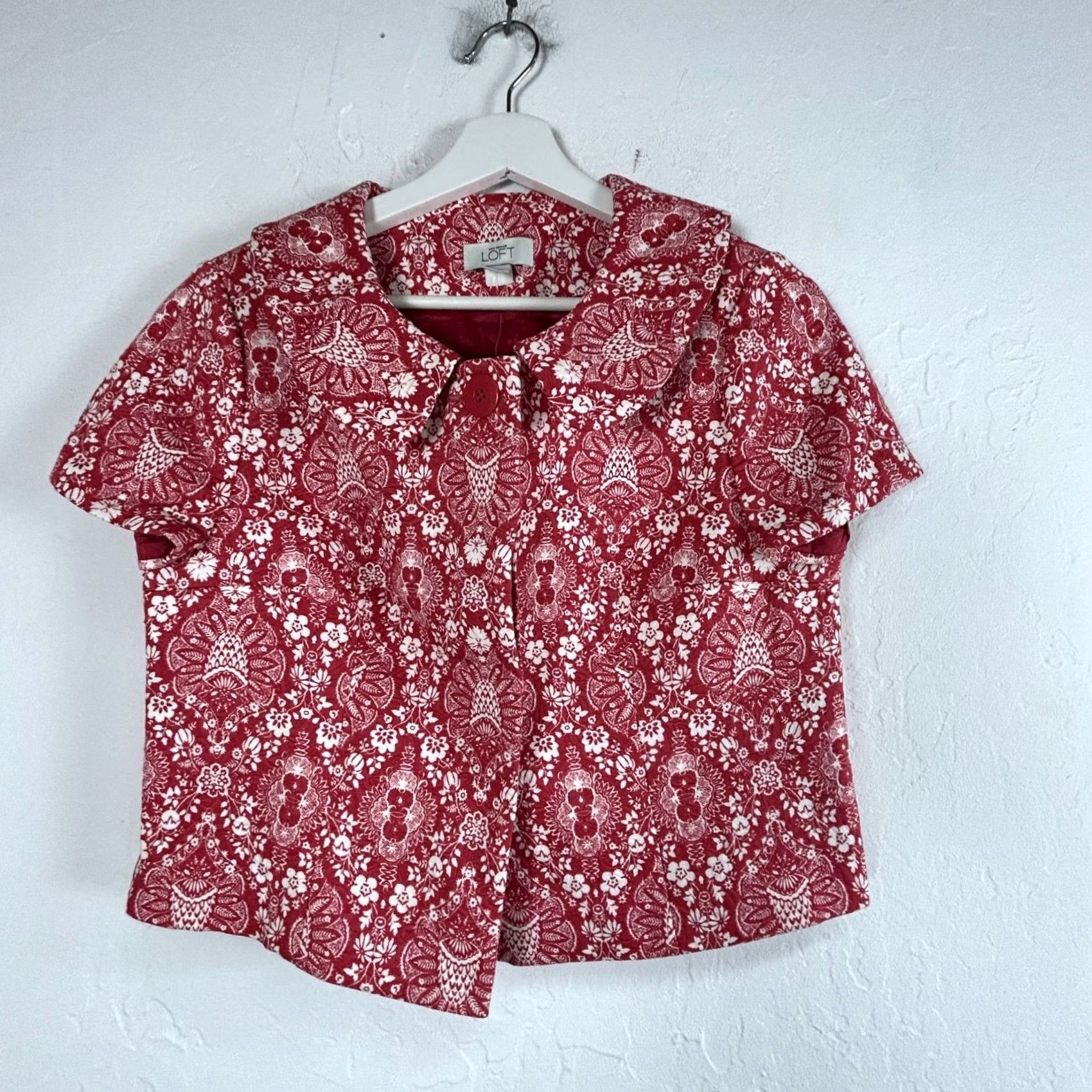 Ann Taylor Ann Taylor Loft Women’s Jacquard Cropped Jacket Top Size 6 Peter Pan Collar New Size M / US 6-8 / IT 42-44 - 2 Thumbnail