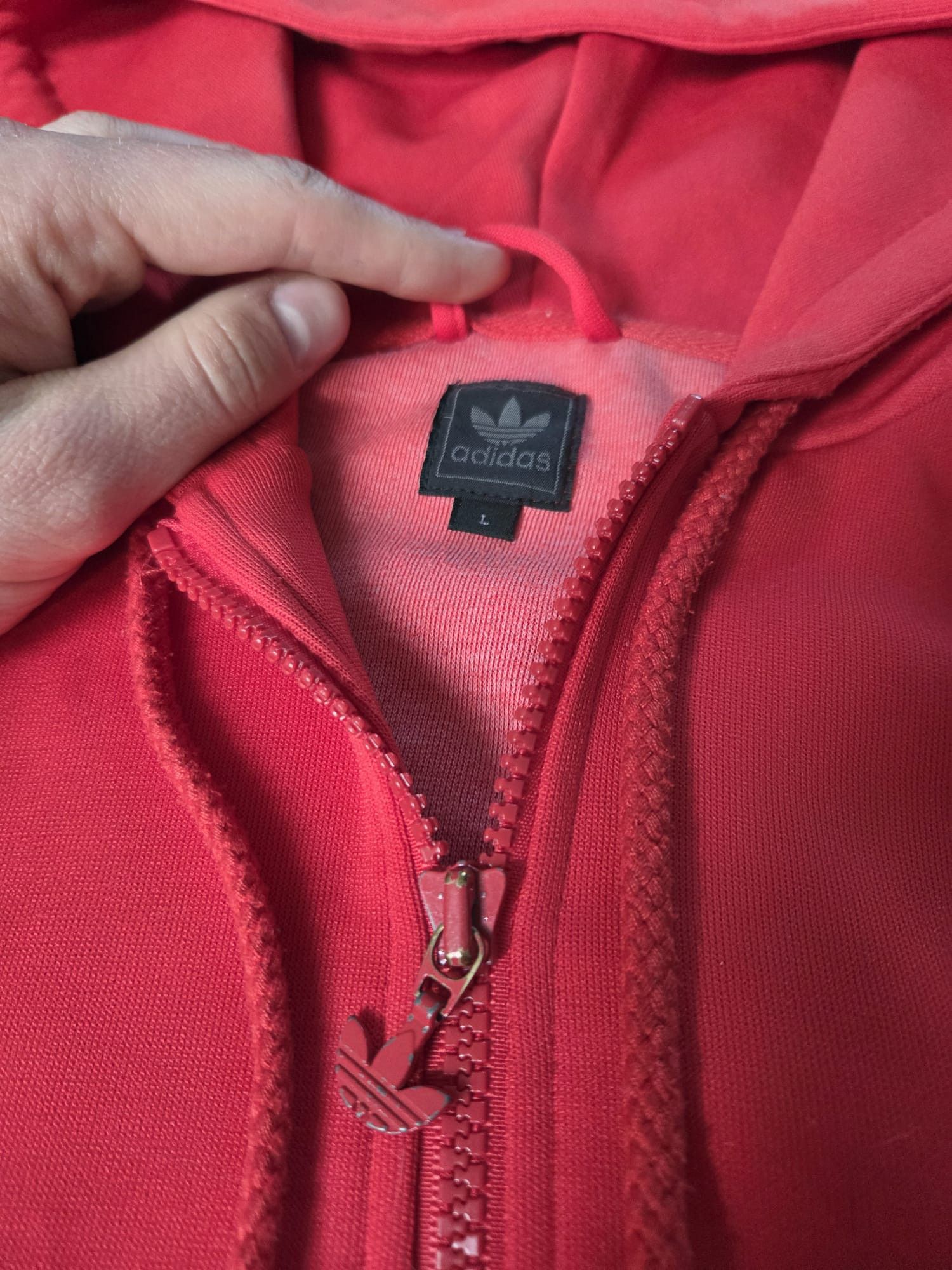 Adidas Vintage 00s Adidas Red Hoodie Size US L / EU 52-54 / 3 - 7 Thumbnail