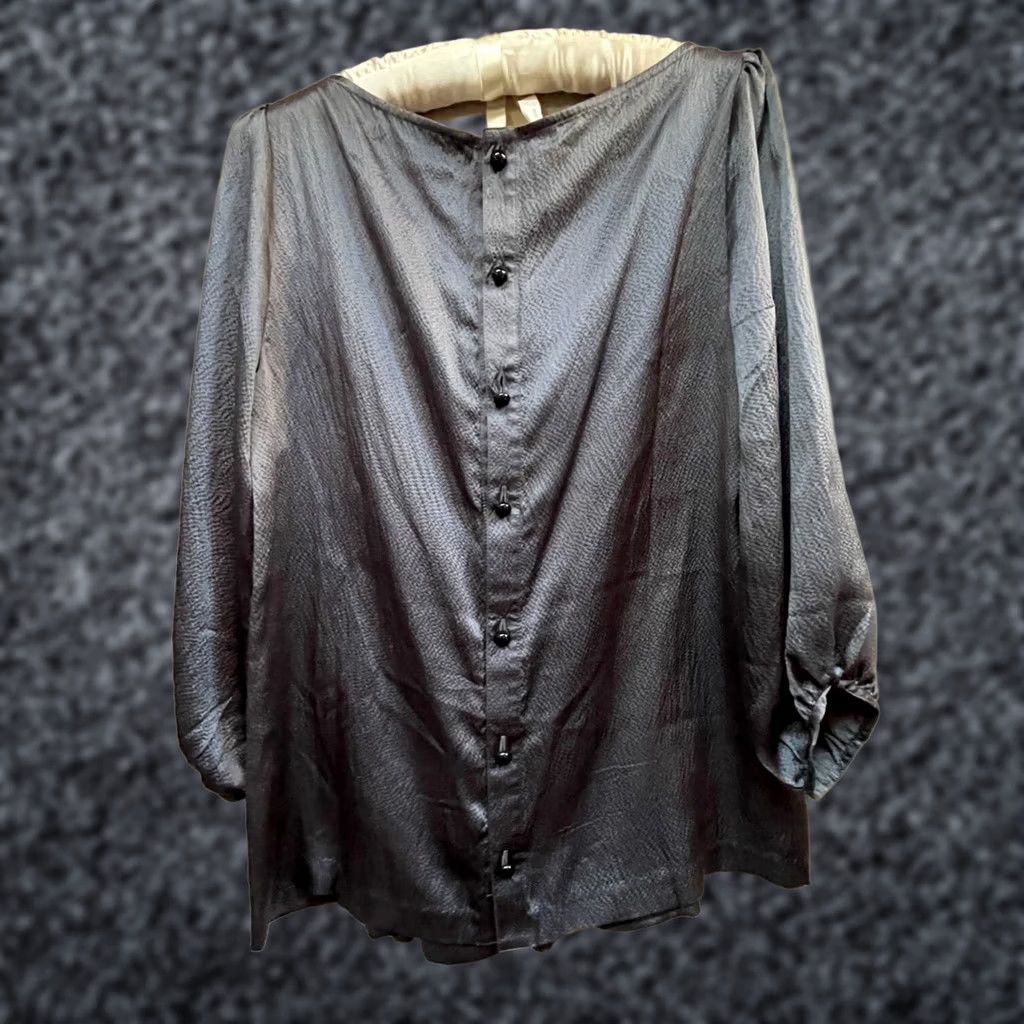 Vintage Charlotte Ronson Silk Puff Sleeve Blouse Black Small Woman Shirt Womens Blouse Puff Sleeve Silk Black Small Size S / US 4 / IT 40 - 1 Thumbnail