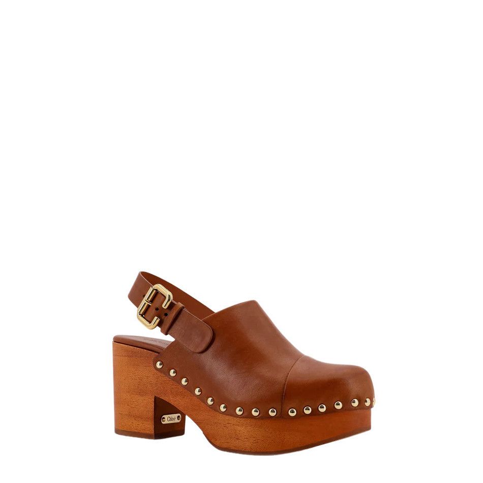 Chloe CHLOE Jeanette Brown 80mm Leather Clogs New & Authentic (Wom Size US 9 / IT 39 - 2 Thumbnail