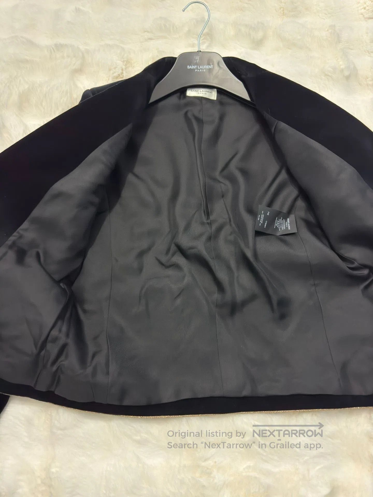 Saint Laurent Paris Saint Laurent Black Velvet Gold Trim Blazer. Size US XS / EU 42 / 0 - 6 Thumbnail