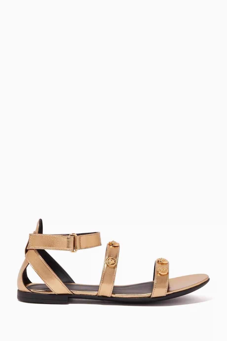 Versace o1y0226 Leather Ankle Strap Sandals in Gold Size US 8 / IT 38 - 1 Thumbnail