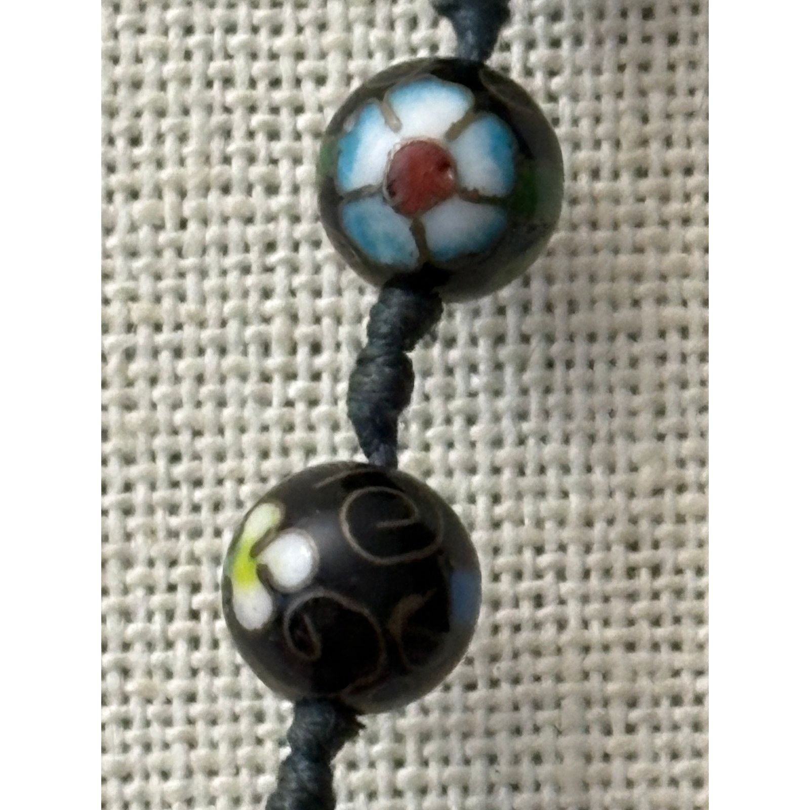 Other Vintage Chinese Cloisonne Necklace 30in Knotted Silk 8mm Size 30 - 4 Thumbnail
