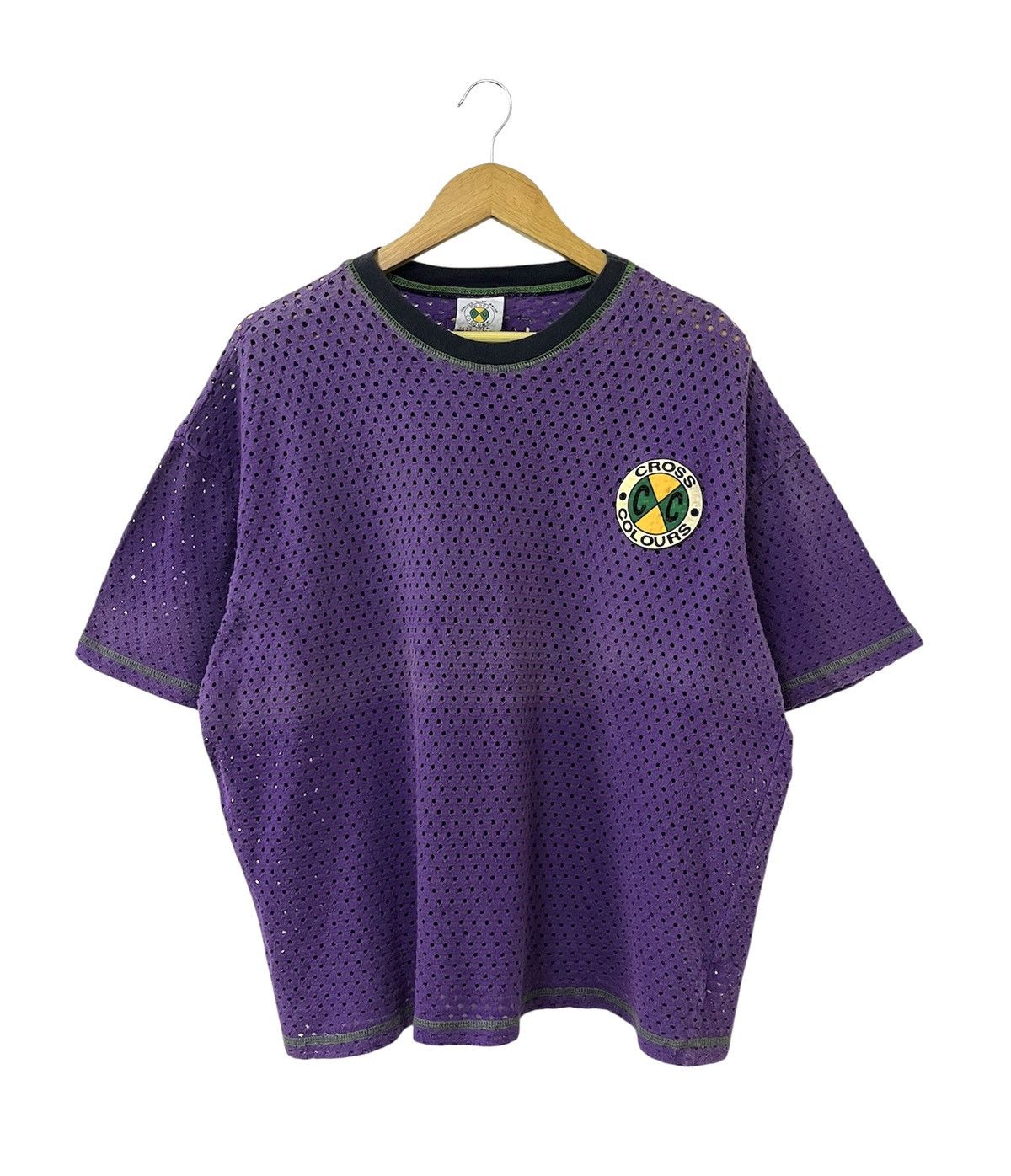 VINTAGE 90s CROSS COLOURS HIP HOP USA MESH JERSEY BOXY SHIRT