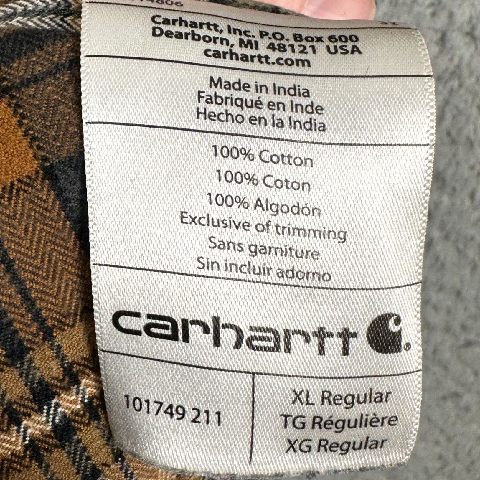 Carhartt Carhartt Shirt Mens XL Brown Original Fit Flannel Button Up Plaid Workwear EUC Size US XL / EU 56 / 4 - 5 Thumbnail