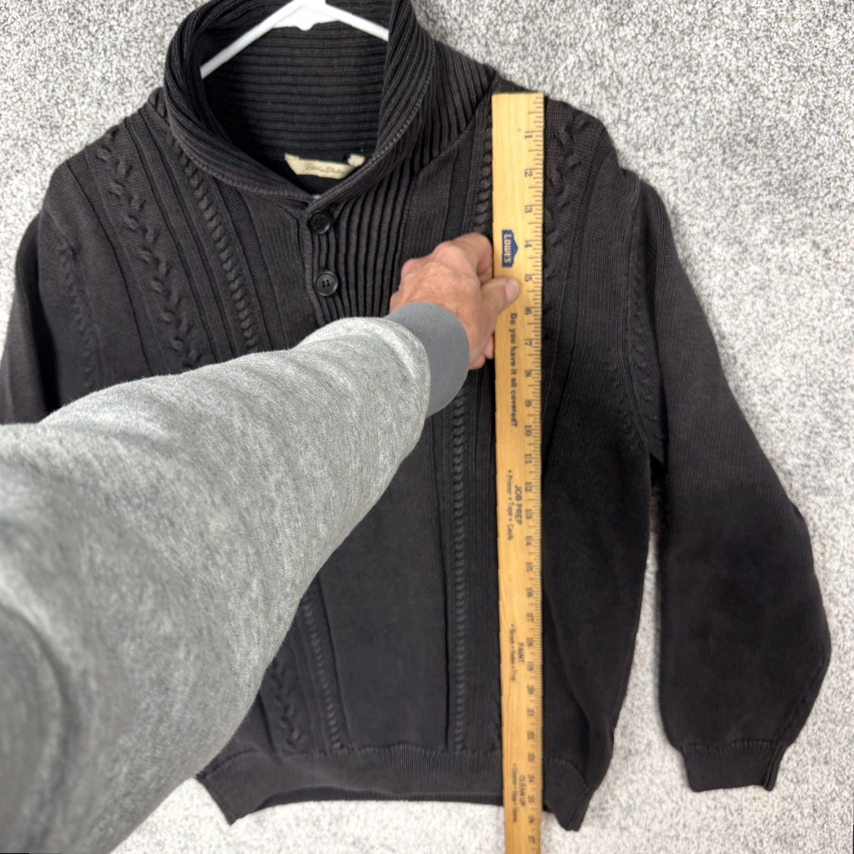 Vintage Paradise Collection Sweater Mens M Black Knit Cable-Knit Preppy Dark Academia Grandpacore Shawl Collar pullover Size US M / EU 48-50 / 2 - 2 Thumbnail