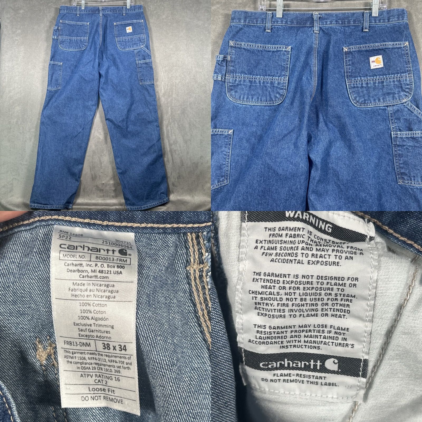 Carhartt Carhartt Jeans Men's 38x34 Flame Resistant Loose Fit Denim Signature Logo Blue Size US 38 / EU 54 - 8 Thumbnail