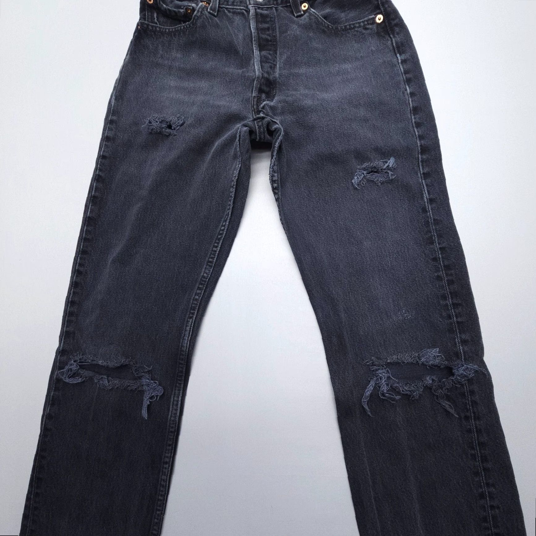 Levi's VTG Levi's 501 Jeans Mens 30 x 32 Button Fly Straight Denim Black 90s 501 Series Vintage Classic American Mens Regular Fit Size US 30 / EU 46 - 6 Thumbnail