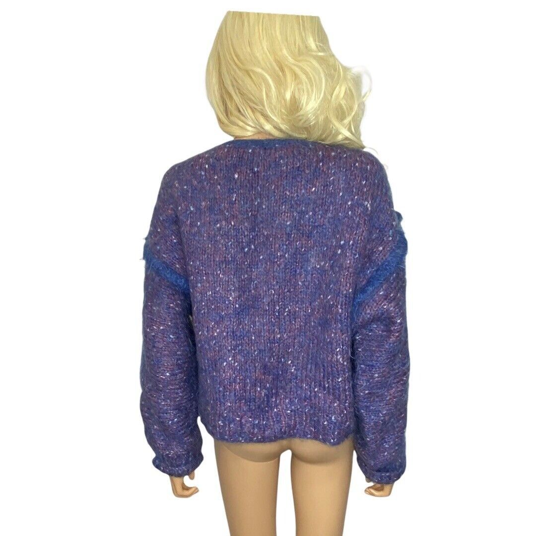 Handmade Hand Knit W's M/L Mohair Wool Oversized Sweater Drop Sleeve Size ONE SIZE - 6 Thumbnail