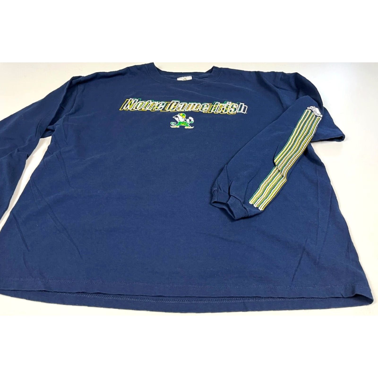 Adidas VINTAGE Adidas Notre Dame Fighting Irish Long Sleeve T-Shirt Mens L Blue Cotton Logo 2000s College Sports Graphic Print Shirt Size US L / EU 52-54 / 3 - 3 Thumbnail