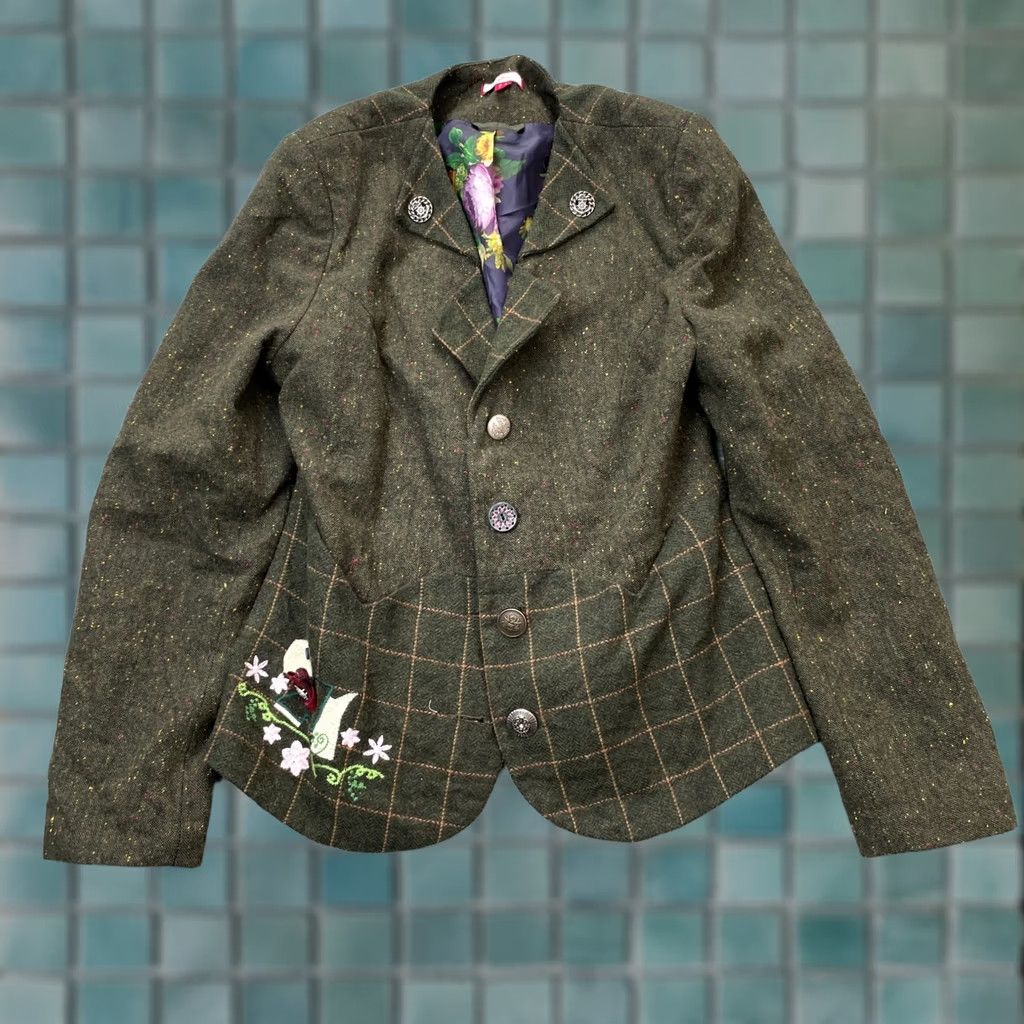 Joe Browns Joe Browns Green Plaid Tweed Blazer Coat Jacket Womens 10 Scottie Dog Embroidery Size L / US 10 / IT 46 - 1 Thumbnail