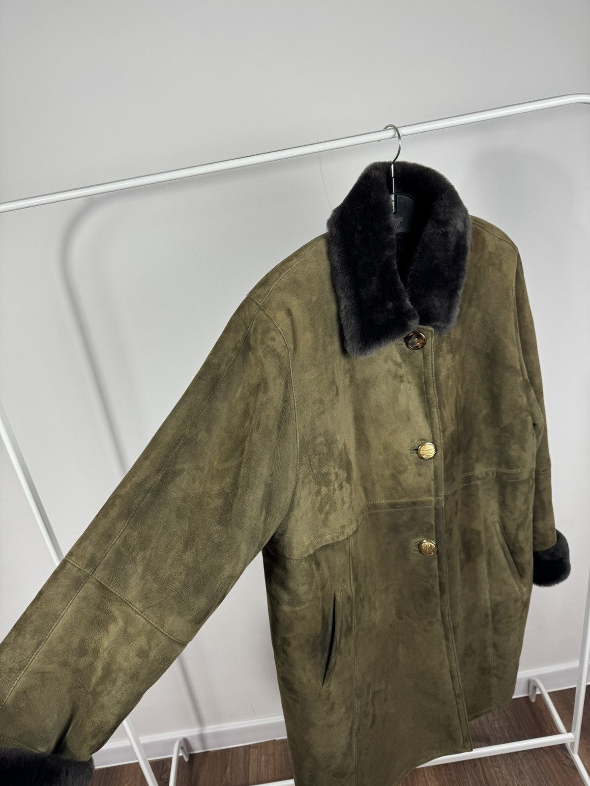 Other Vintage Shearling Suede Coat Fur Collar Lined Jacket XXL Size XXL / US 16-18 / IT 52-54 - 5 Thumbnail