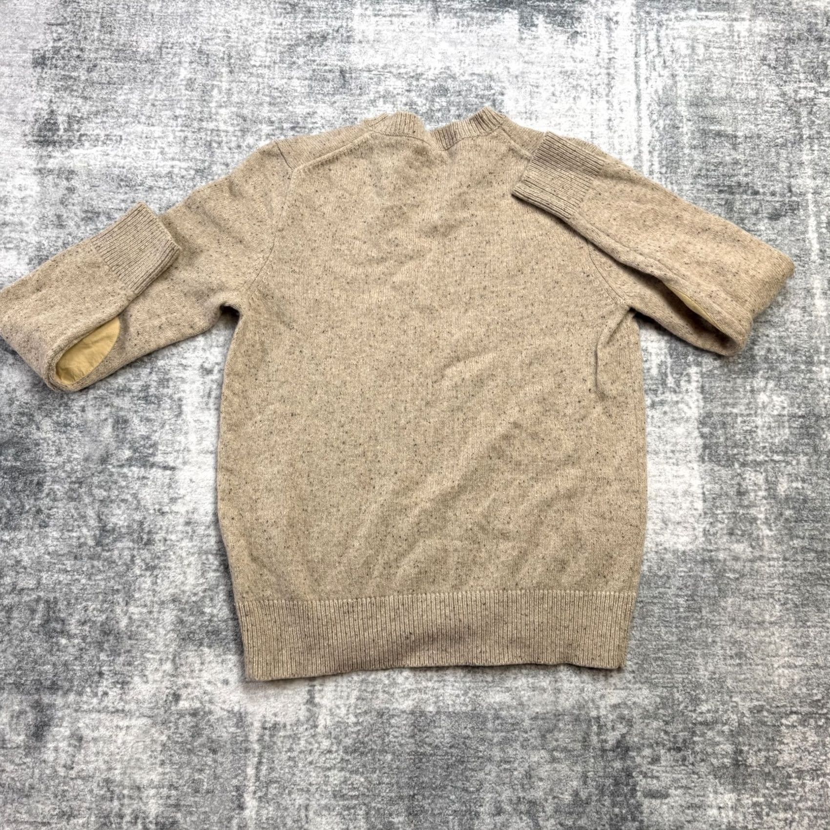 J.Crew J.CREW Sweater Mens M Beige Donegal Lambswool Elbow Patch Speckled Marled Crew Neck Pullover Knit Casual Fall Winter Shirt Mens Size US M / EU 48-50 / 2 - 5 Thumbnail