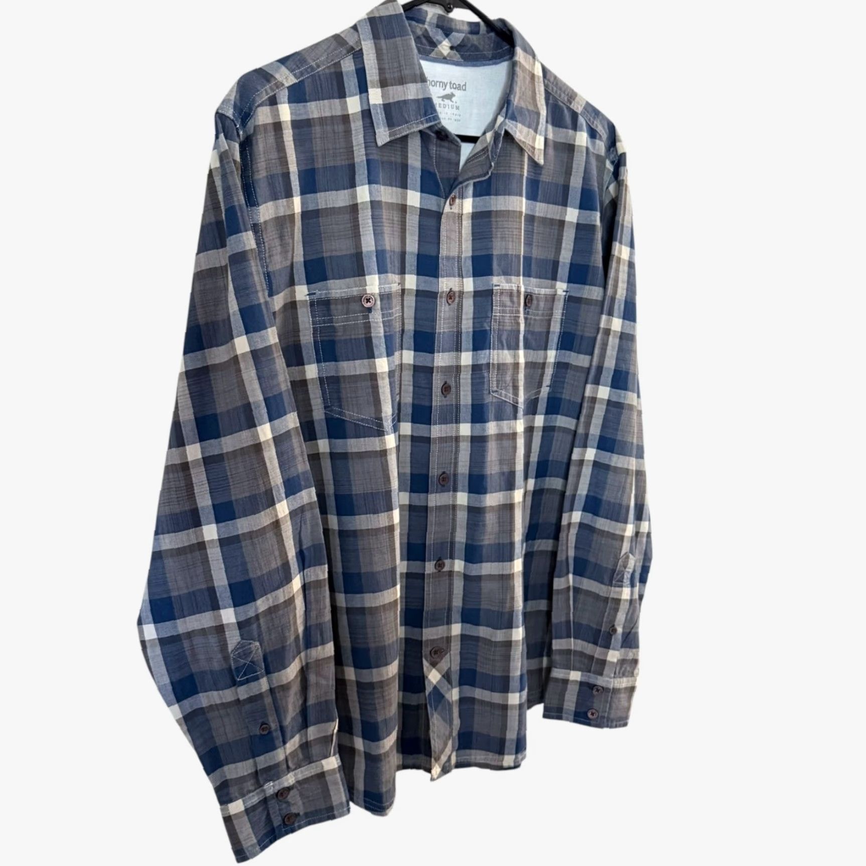 Vintage VINTAGE Horny Toad Button-Up Shirt Gray Blue Plaid Long Sleeve Cotton M Men’s Medium Classic Casual Size US M / EU 48-50 / 2 - 3 Thumbnail