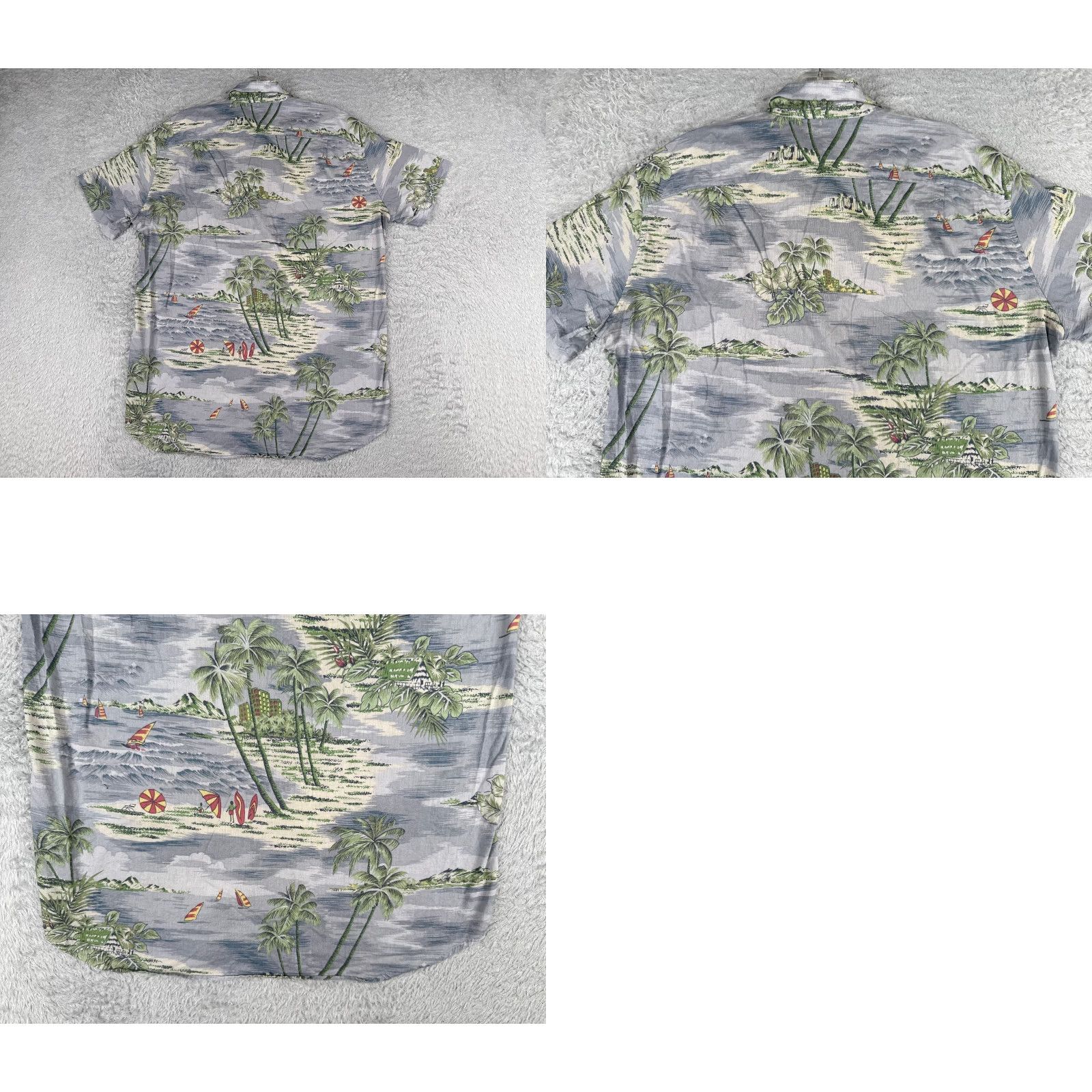 J.Crew J.Crew Shirt Men Medium Gray Green Palm Sailboat Hawaiian 100% Cotton Slim Size US M / EU 48-50 / 2 - 9 Thumbnail