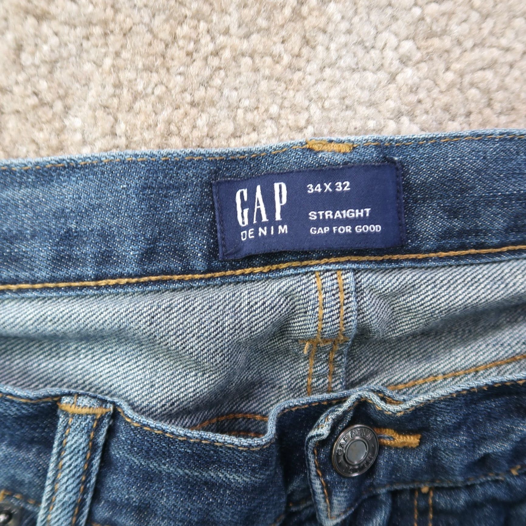 Gap Gap 1969 Jeans Men’s 34x32 Straight Denim Blue Regular Rise 5-Pocket Button Closure Vintage No Size US 34 / EU 50 - 3 Thumbnail