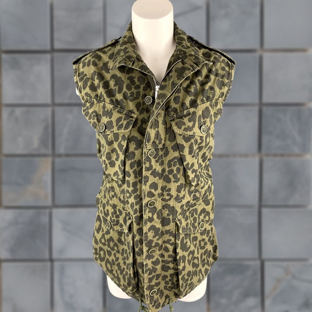 Yves Saint Laurent SAINT LAURENT Cotton Vest Size 6 Olive Black Leopard SS16 Size M / US 6-8 / IT 42-44 - 1 Thumbnail