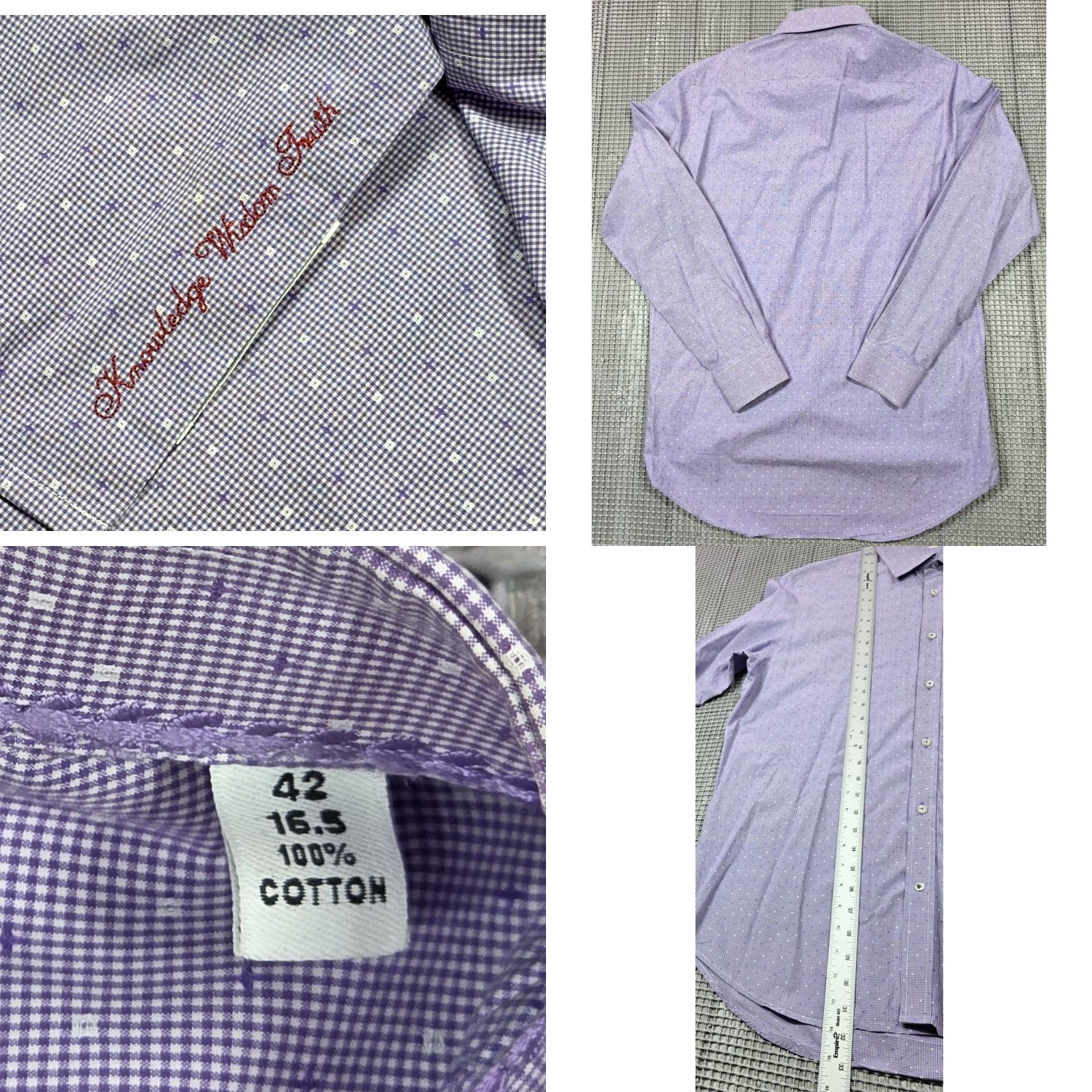 Robert Graham Robert Graham Long Sleeve Button Up Dress Shirt Purple Geometric Men L 42-16.5 Size US XL / EU 56 / 4 - 8 Thumbnail