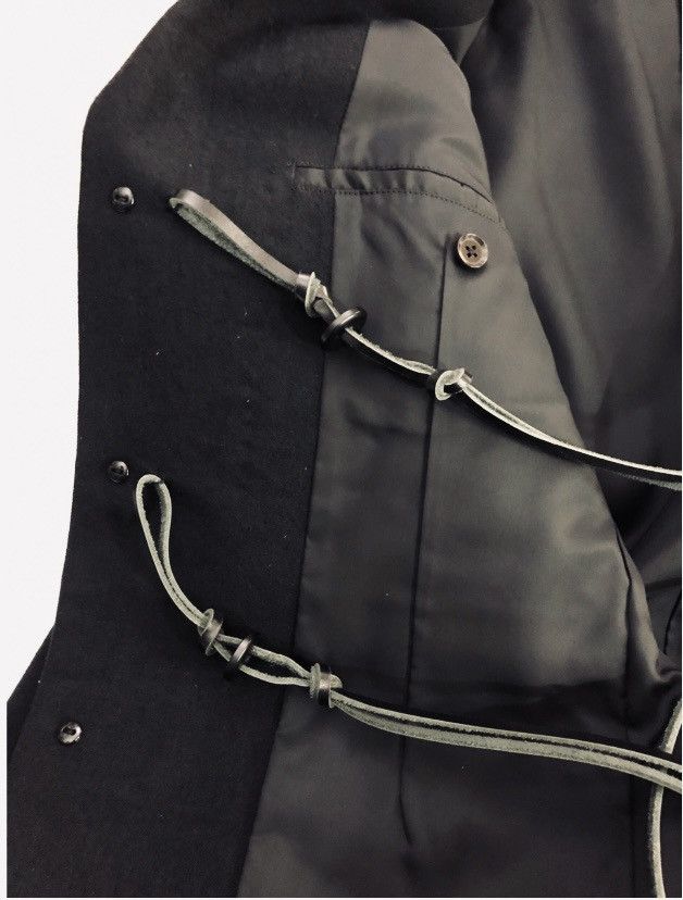 Yohji Yamamoto YYPH 🇯🇵 black wool/leather laced front acords ‘08 coat 3 NEW Size 40L - 13 Thumbnail