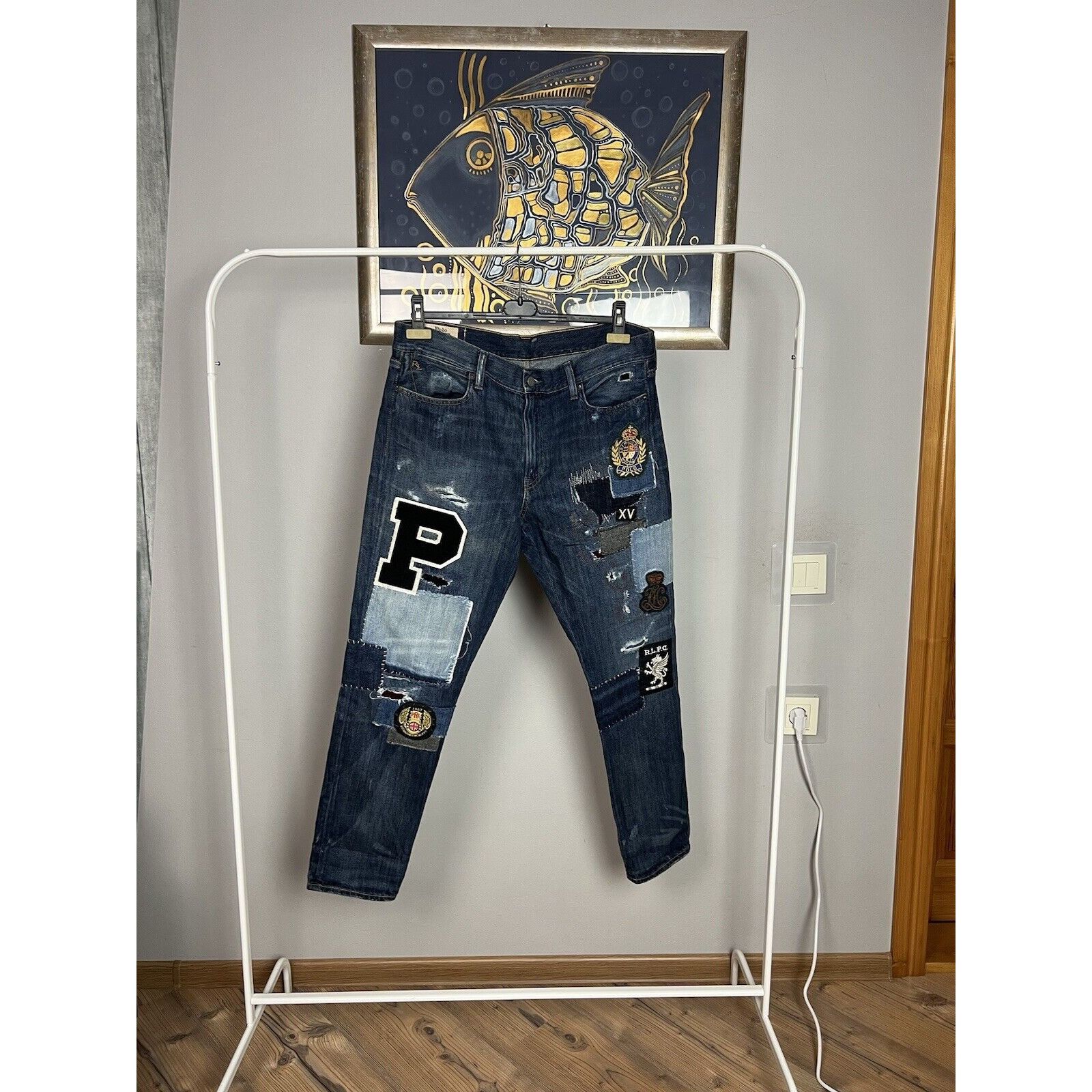 Polo Ralph Lauren Polo Ralph Lauren Dungarees Patchwork Blue Distressed Denim Size US 29 - 11 Thumbnail