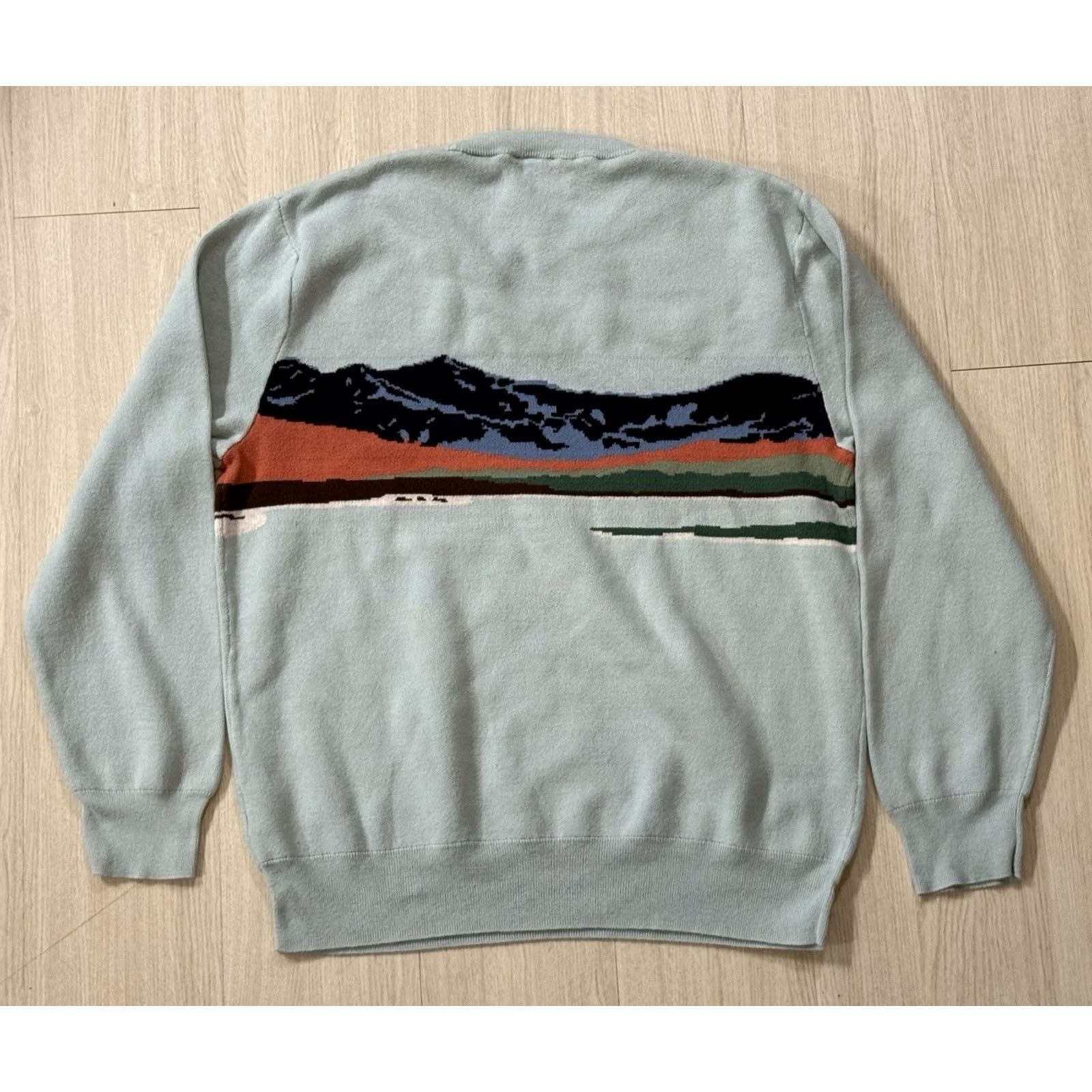 J.Crew J.Crew Women’s Landscape Jacquard Organic Cotton Knit Sweater L Multicolor Crew Neck Solid Pattern Pullover Short Sleeve? Size L / US 10 / IT 46 - 2 Thumbnail