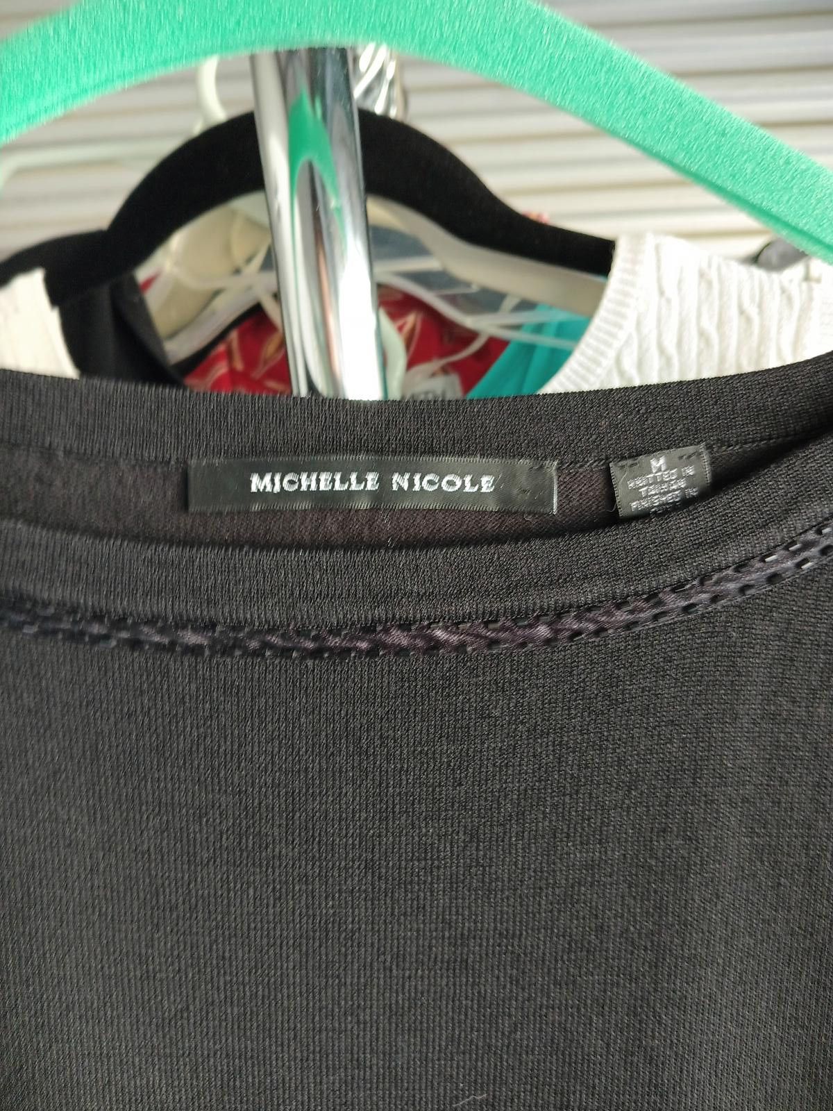 Designer Michelle Nicole Black Long Sleeve Top with Beaded Detailing Size M / US 6-8 / IT 42-44 - 4 Thumbnail