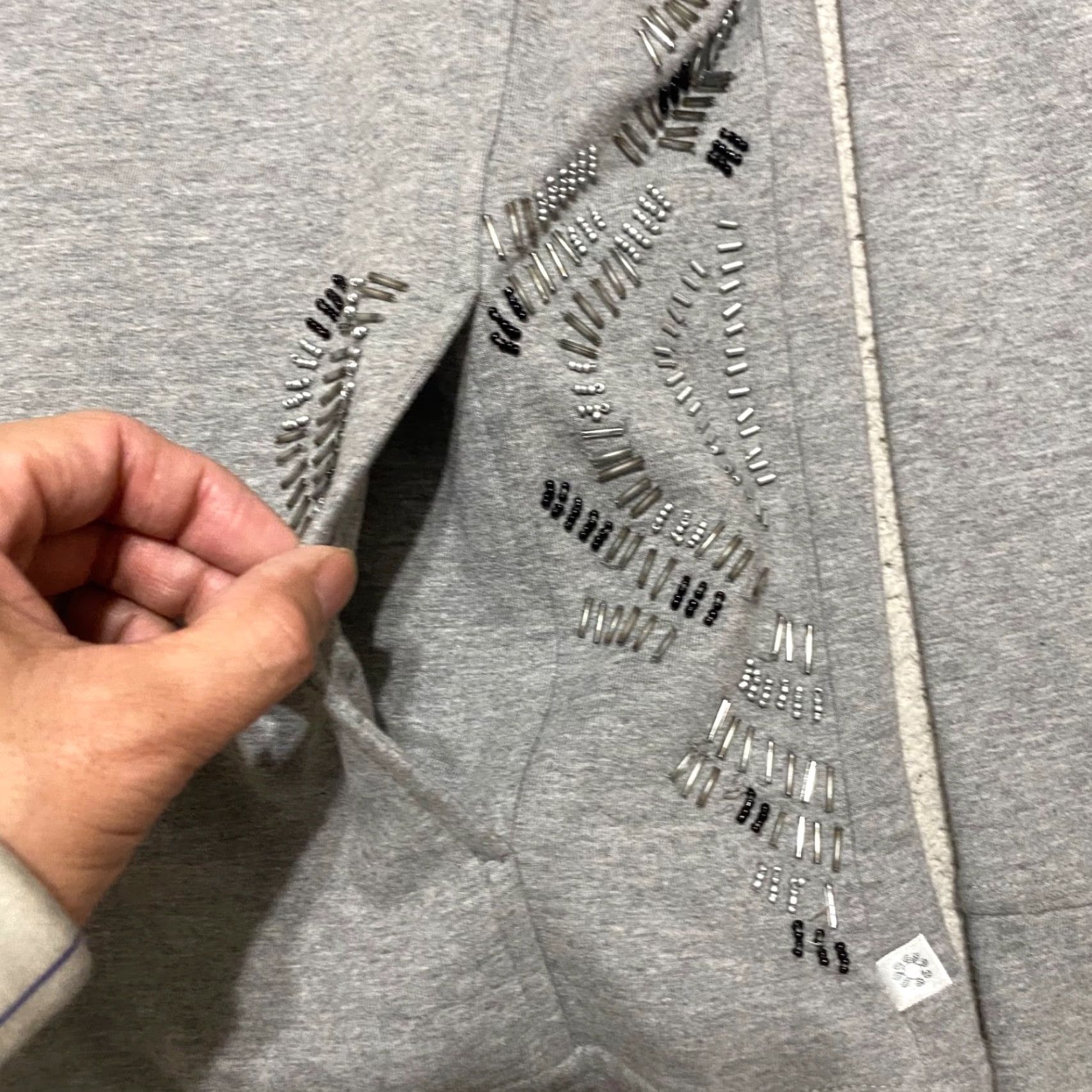 Vintage Chico's Zenergy Womens Jacket L Gray Bejeweled Long Sleeve Full Zip Pockets 90s Casual Travel Knit Cotton Size L / US 10 / IT 46 - 6 Thumbnail