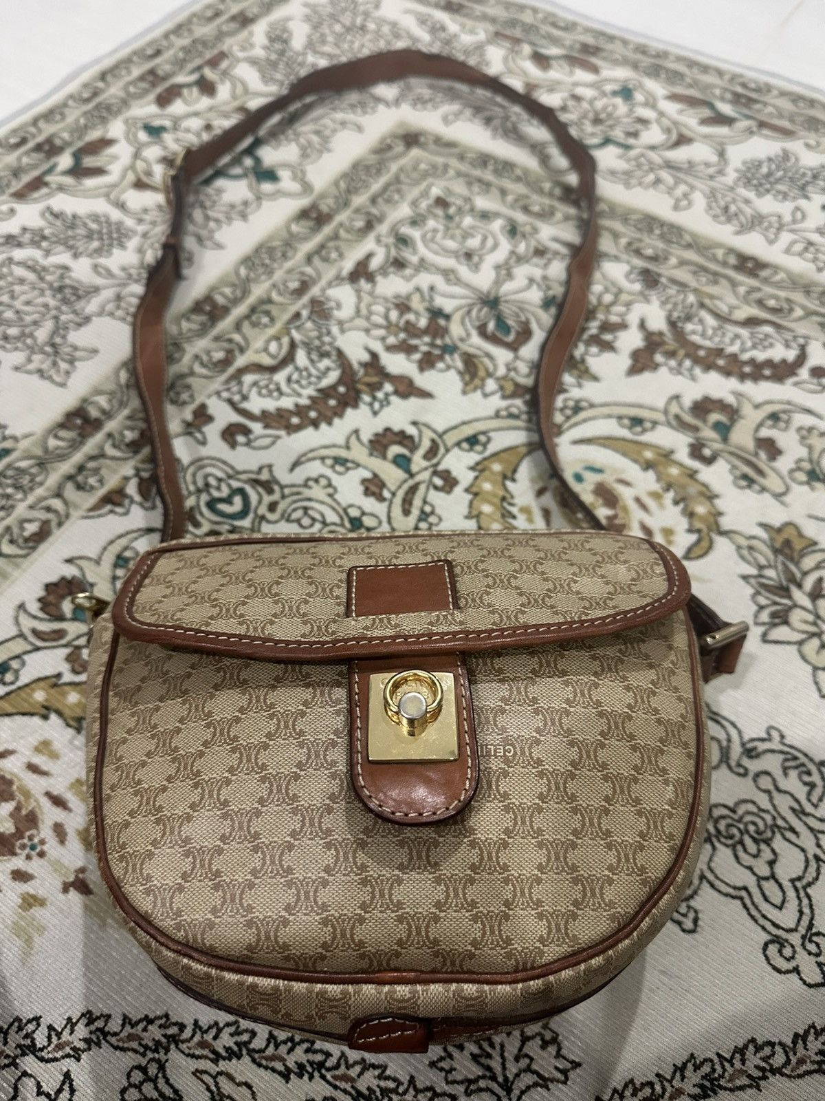 Celine Vintage Celine Macadam Crossbody Small Leather Shoulder Bag Size ONE SIZE - 1 Thumbnail