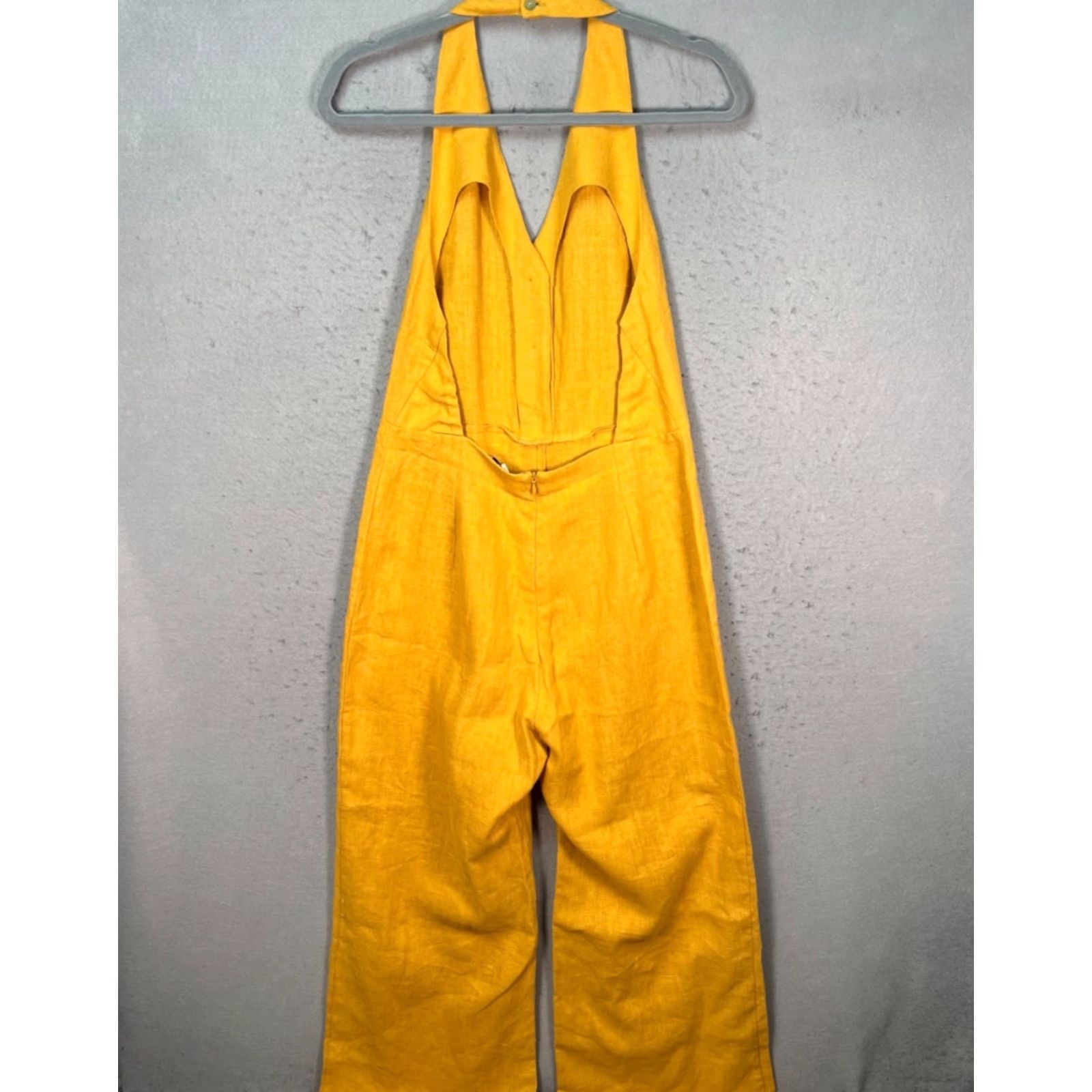 Paloma Wool Paloma Wool Yellow Linen Halter Jumpsuit Open Back Women 40 Adult Womens One-Piece Sleeveless Wide-Leg Size 27" / US 4 / IT 40 - 2 Thumbnail