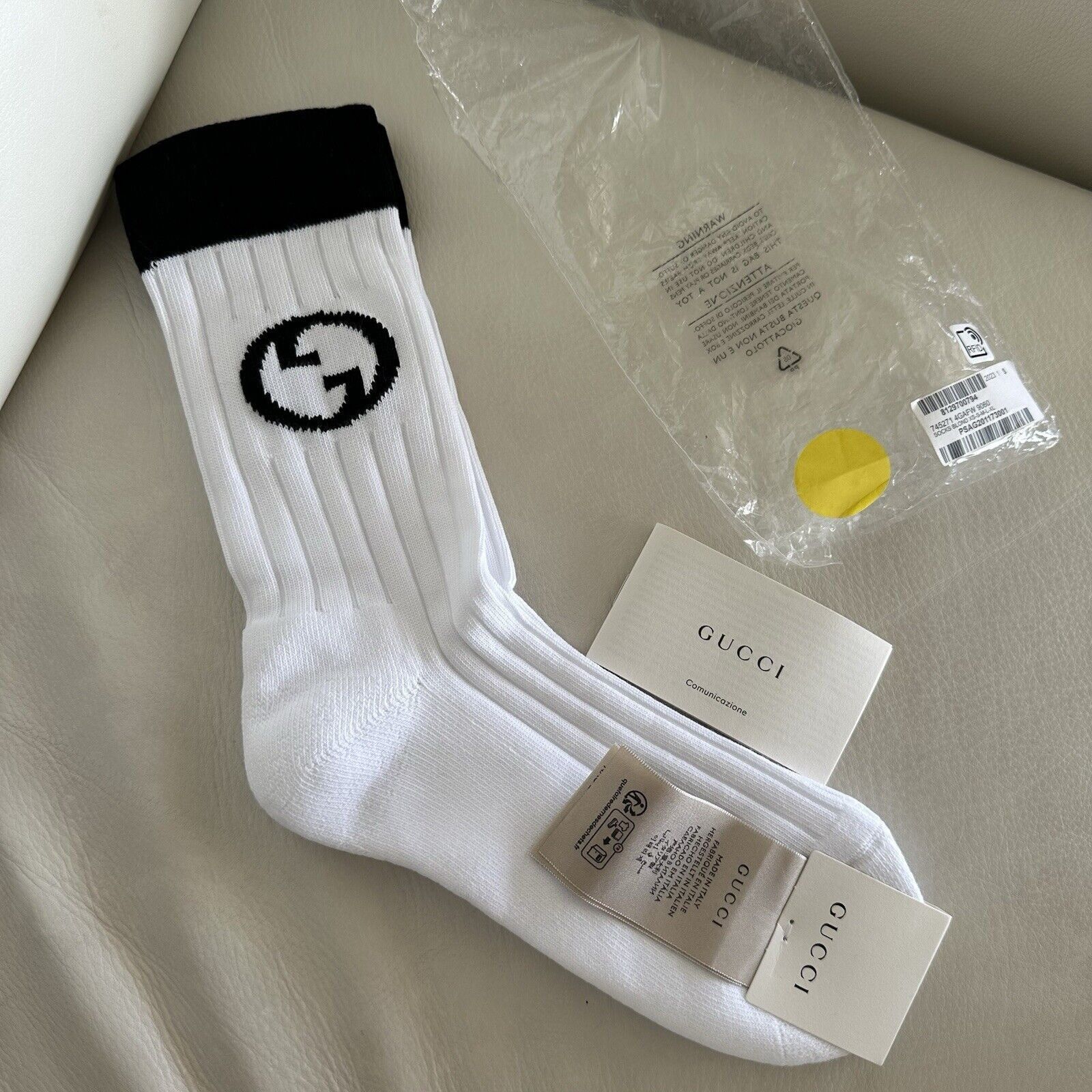 Gucci New Gucci Socks Black White Wool G Logo Size S Size ONE SIZE - 4 Thumbnail