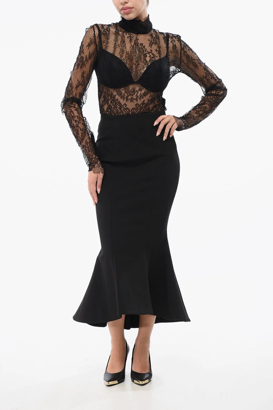 Balmain og1mm0326 Midi Skirt in Black Size 38" / US 16 / IT 52 - 4 Thumbnail