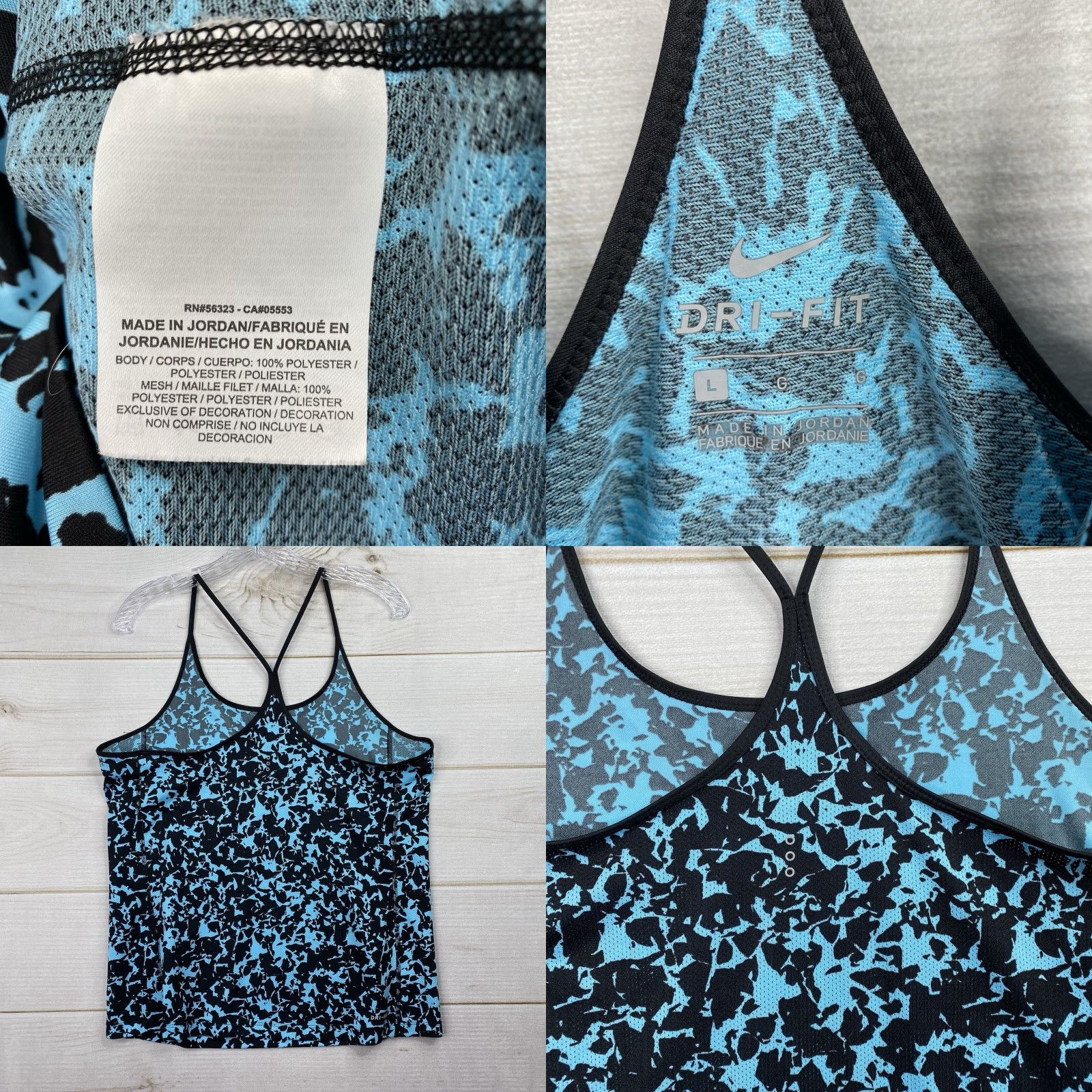 Nike Nike Dri-Fit Tank Top Womens L Blue Animal Print Strappy T Back Camisole Exercise Shirt Size L / US 10 / IT 46 - 8 Thumbnail