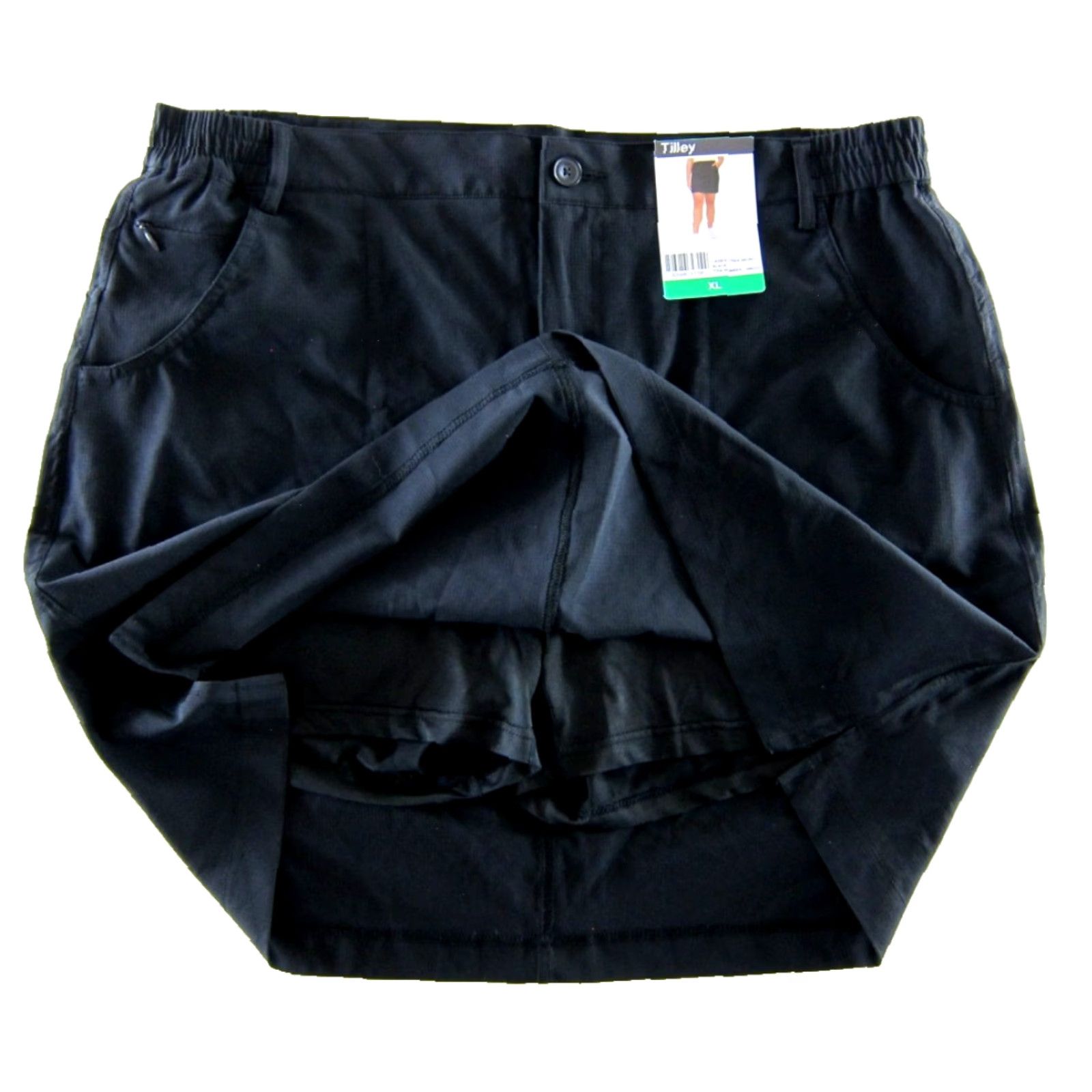 Tilley NWT Tilley Black Shorts Lined Zip Pocket Cargo Hike Travel Trek Skort Skirt XL Size 40" / US 18 - 3 Thumbnail