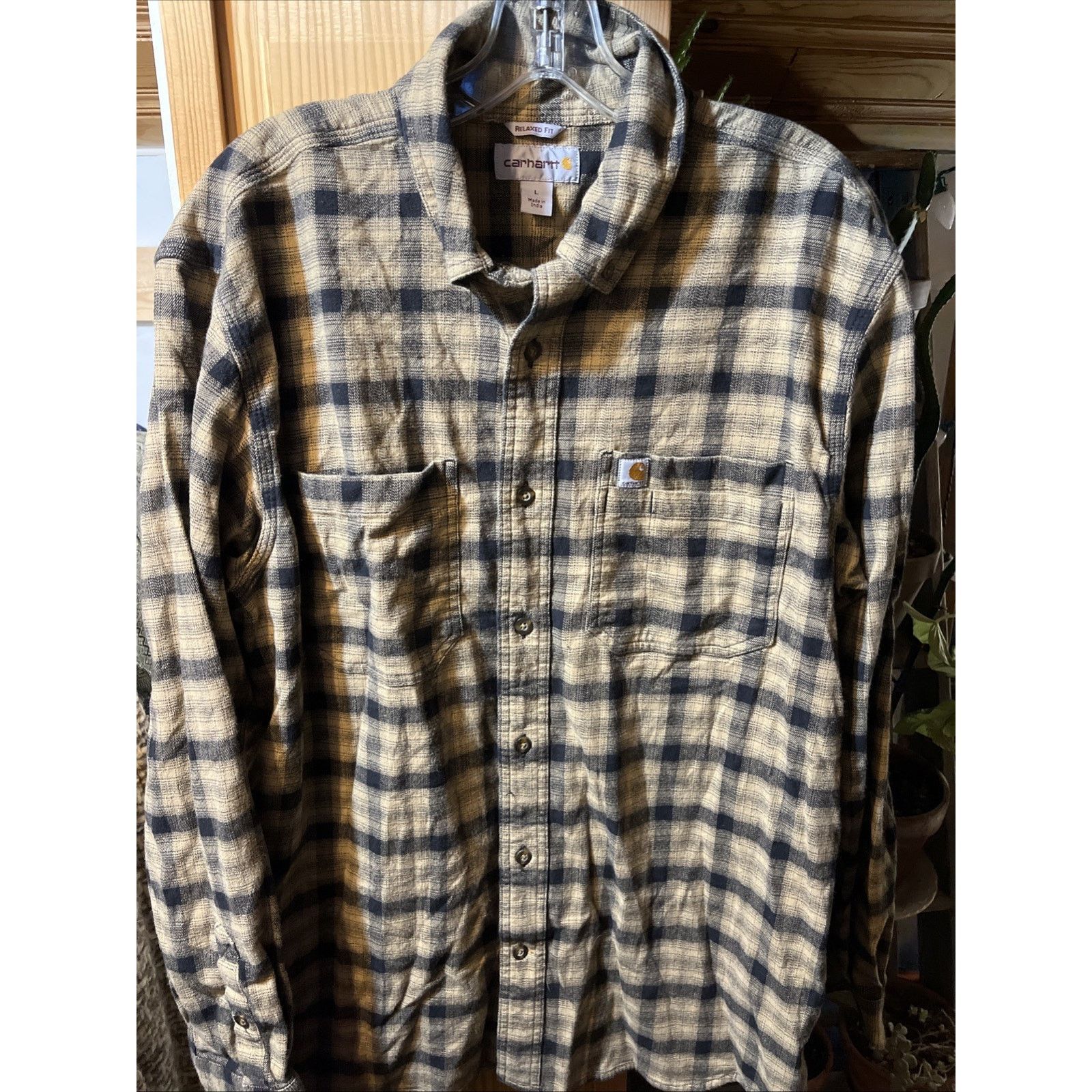 Carhartt Carhartt Shirt Mens L Brown Plaid Outdoor Relaxed Fit Button Size US L / EU 52-54 / 3 - 7 Thumbnail