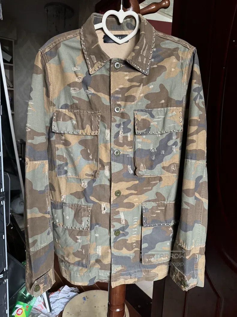 Amiri Amiri Denim Camo Shirt with Studs Size US S / EU 44-46 / 1 - 1 Thumbnail