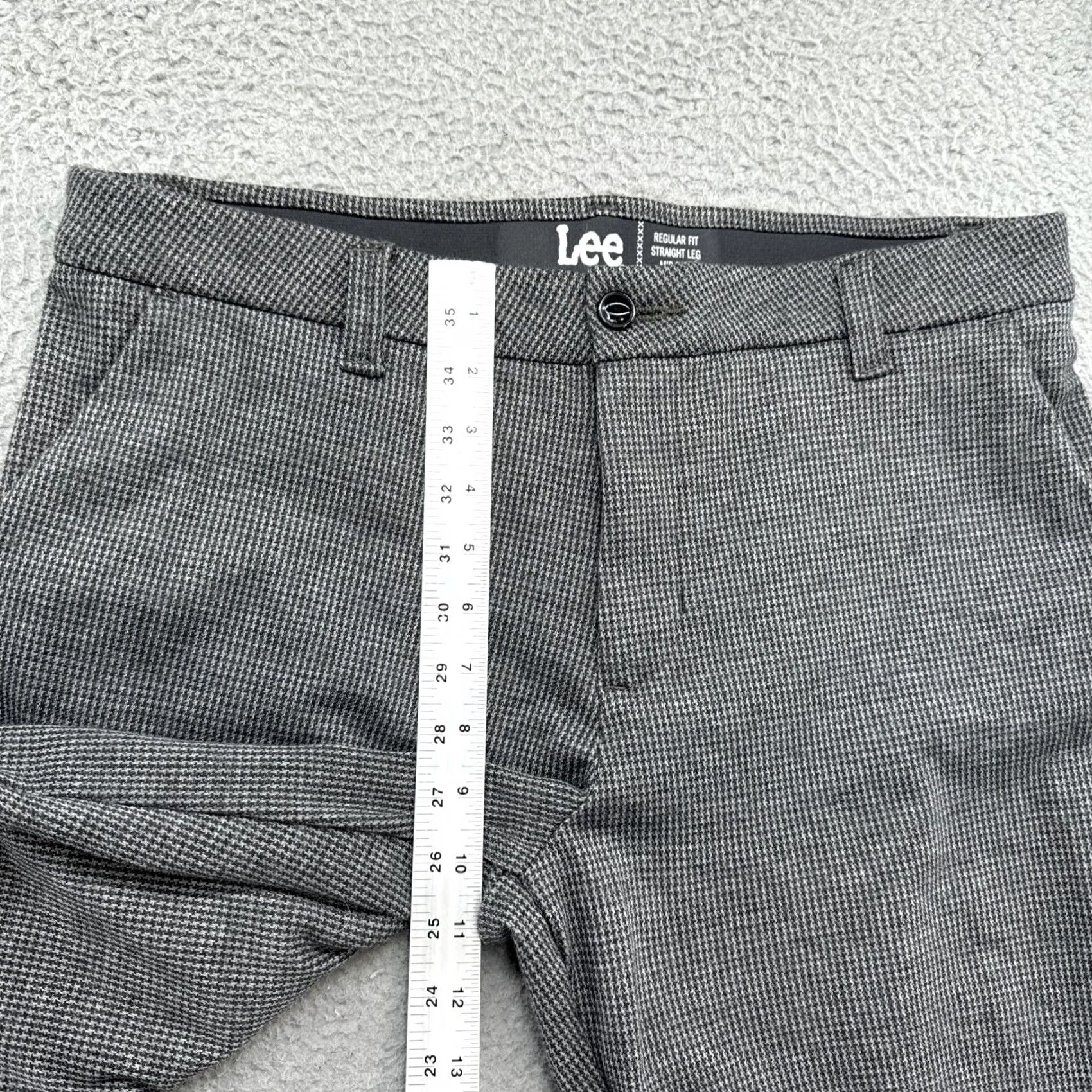 Lee Lee Woman's Pants Gray Houndstooth Mid Rise Regular Fit Straight Leg Size 14M Size 36" / US 14 / IT 50 - 6 Thumbnail