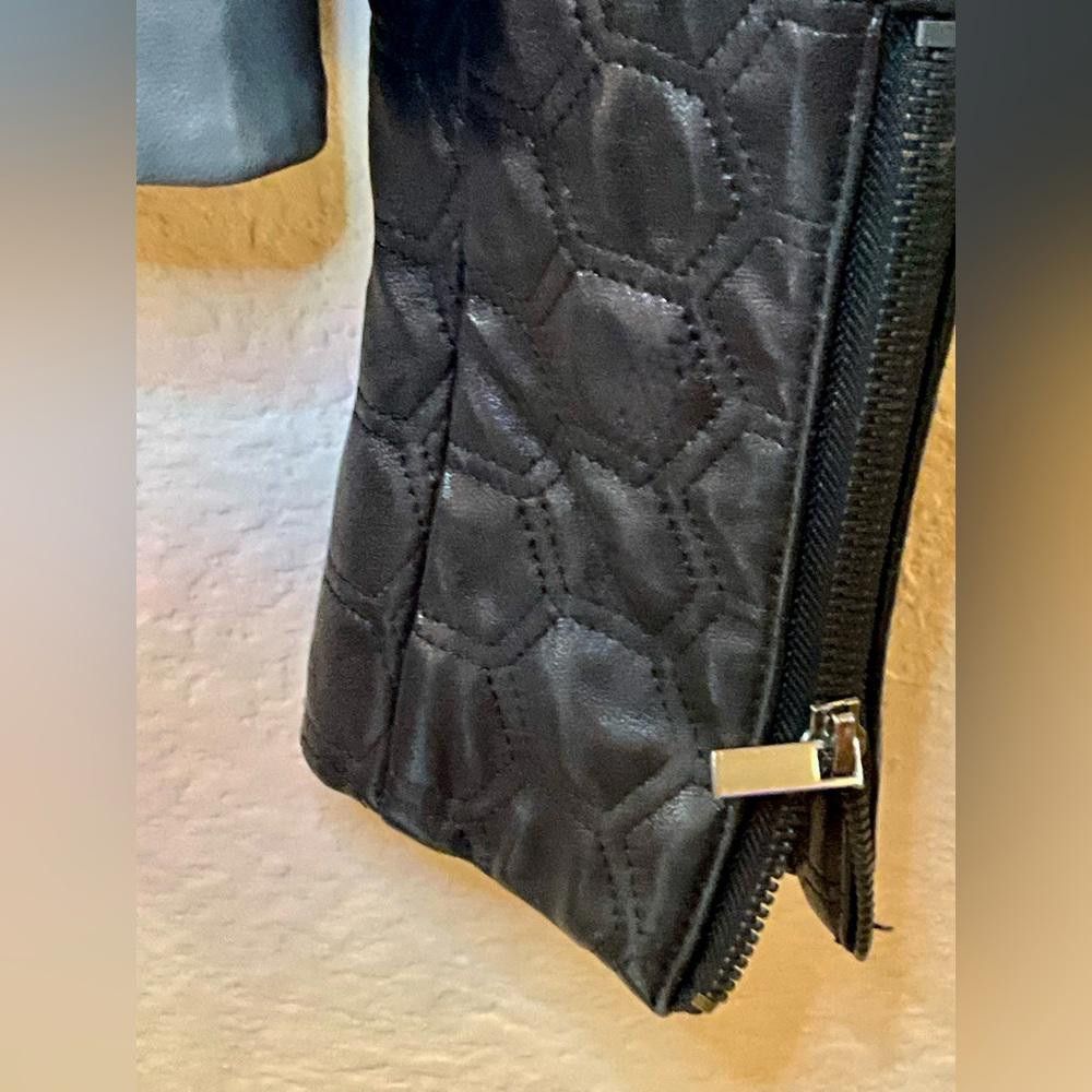 Designer Badgley Mischka Black/Grey Leather Motorcycle Jacket M Size M / US 6-8 / IT 42-44 - 10 Thumbnail