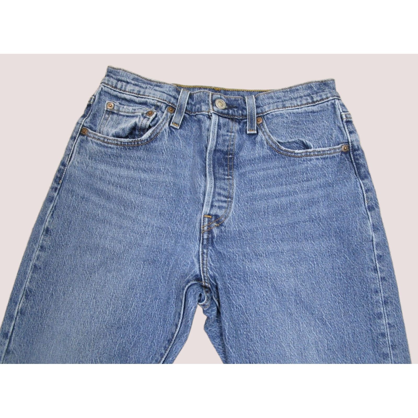 Levi's Levi's 501 Jeans Women 27 Blue Button Fly Slim Skinny Denim Pants Light Wash Leather? Size 27" / US 4 / IT 40 - 1 Thumbnail