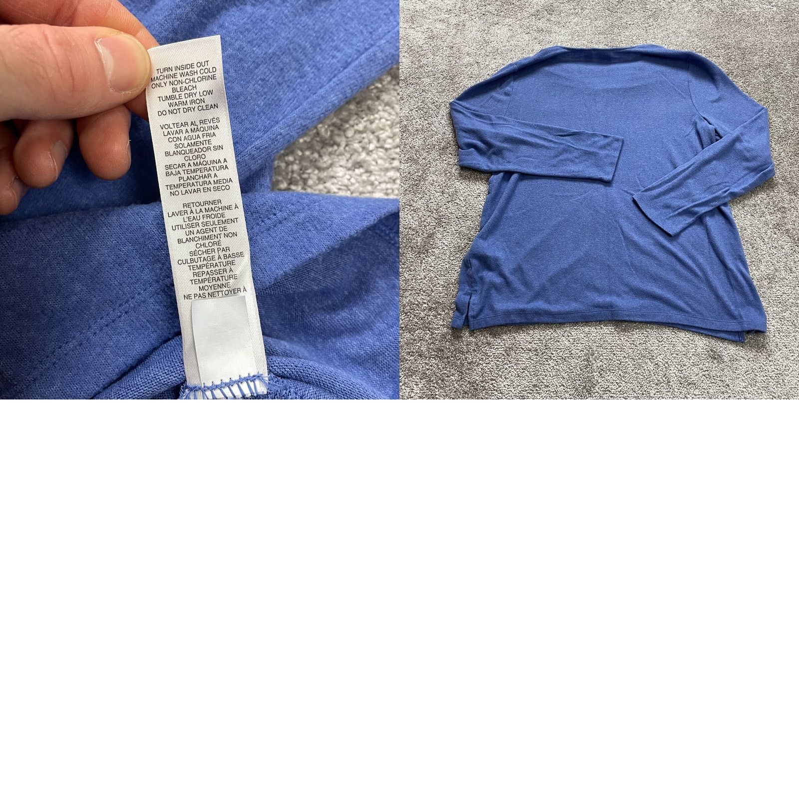 Vintage Chico's Shirt Womens Chico Blue Long Sleeve V Neck T-Shirt 2 12 Large L Rayon Polyester Top Size L / US 10 / IT 46 - 9 Thumbnail