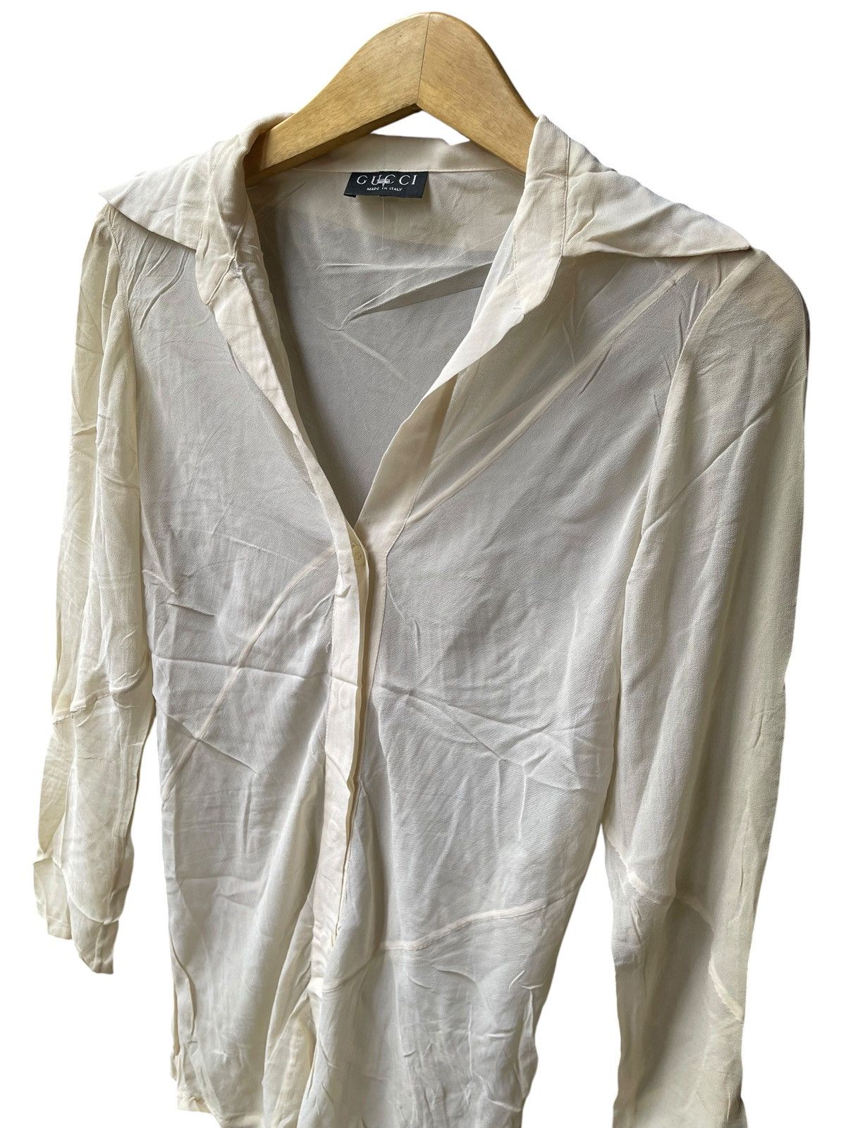 Gucci 1997 Gucci Tom Ford Rayon/Silk Sheer Mesh Cowl Neck Shirts Size S / US 4 / IT 40 - 5 Thumbnail