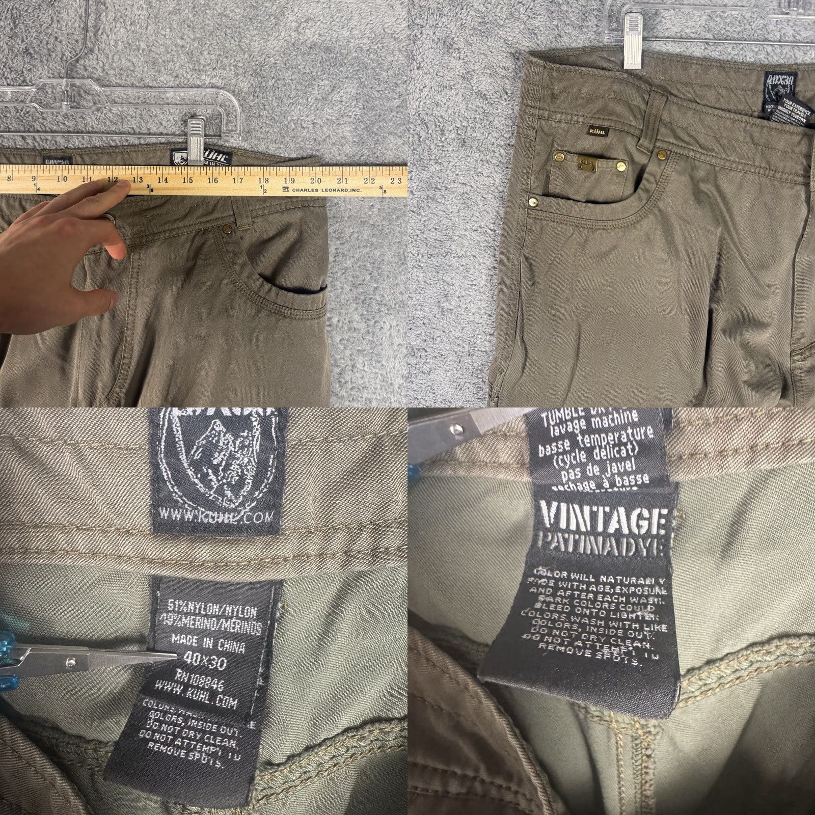 Vintage Kuhl Revolvr Mens Pants 40x30 Vintage Patina Dye Hiking Gusseted Outdoor Brown Denim Chino Straight 40 In Inseam 30 Size US 40 / EU 56 - 8 Thumbnail