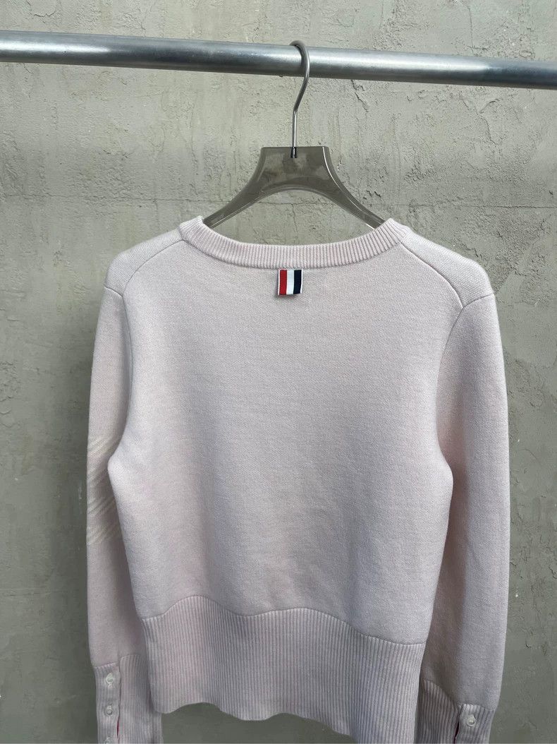 Thom Browne Thom browne Light pink four-striped dolphin wool round-neck Size S / US 4 / IT 40 - 4 Thumbnail