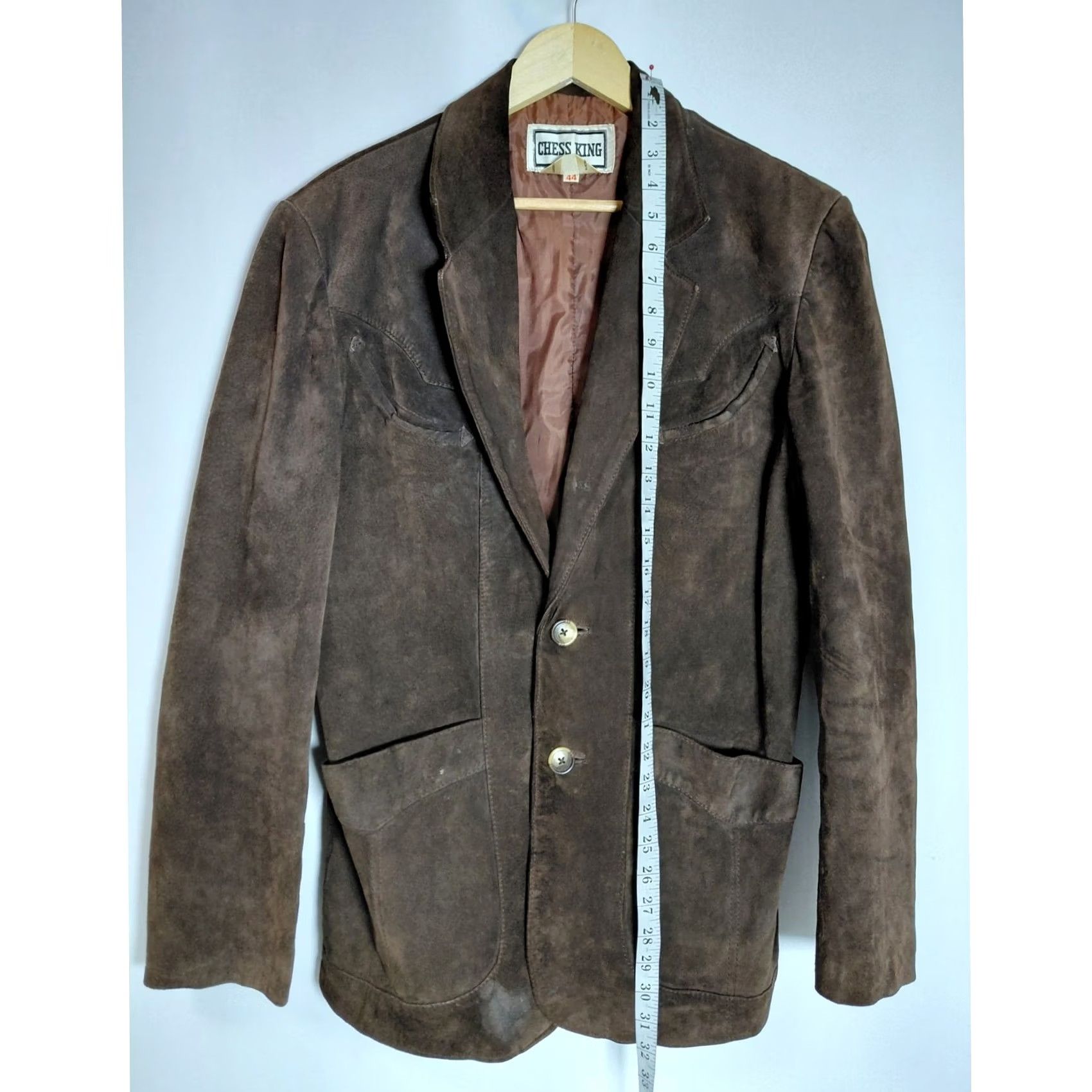 Vintage CHESS KING Blazer Men 44 Brown Leather Button Lined Nylon Solid Long Sleeve Casual Business Vintage No Size US XXL / EU 58 / 5 - 7 Thumbnail