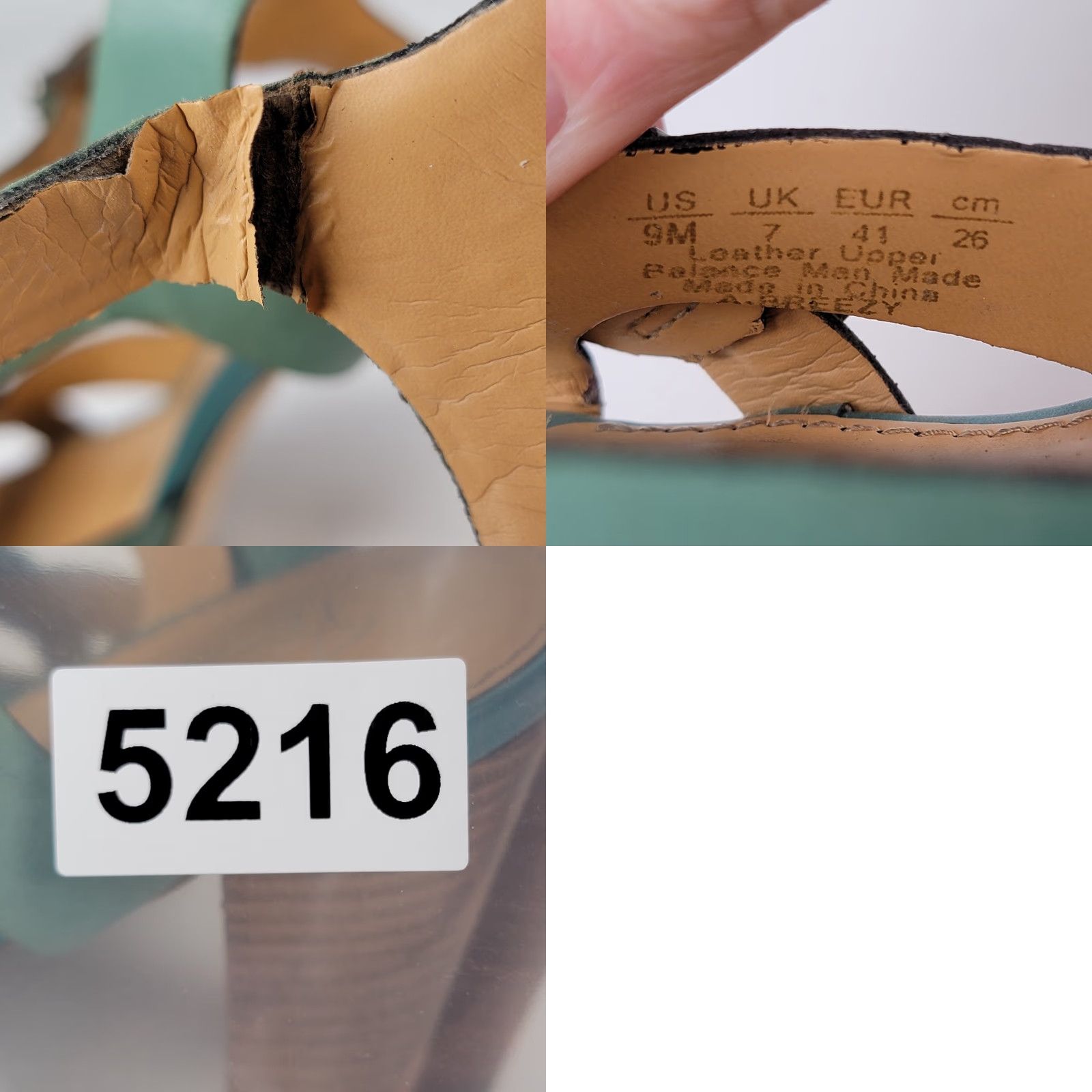 Franco Sarto Franco Sarto Heel Women Platform Open Toe T Strap Buckle Leather Blue Green 9M Size US 7 / IT 37 - 10 Thumbnail